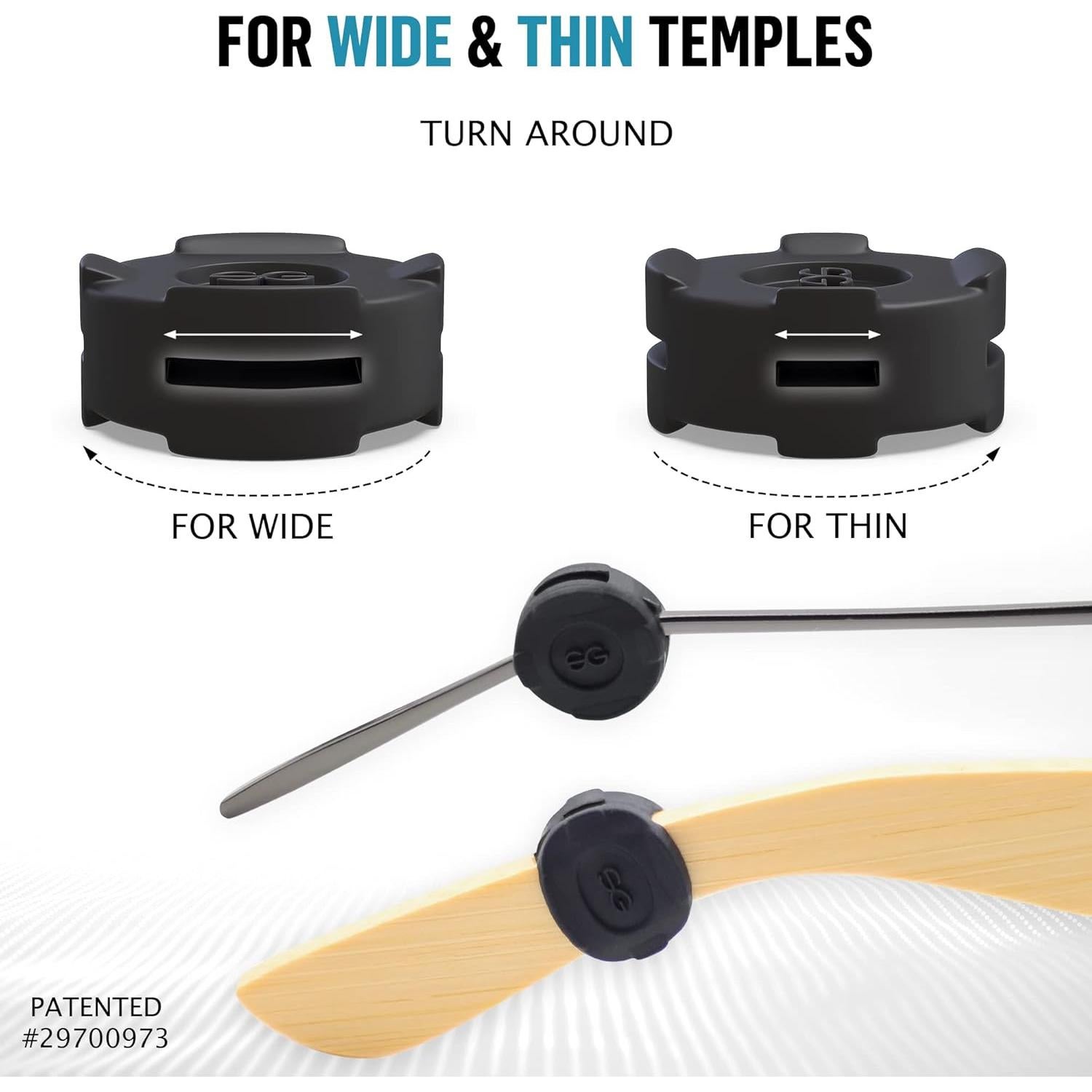 Agarraderas de Silicona SiGonna para Gafas - 6 Pares Negros