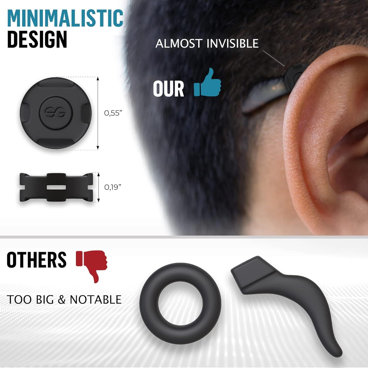 Agarraderas de Silicona SiGonna para Gafas - 6 Pares Negros