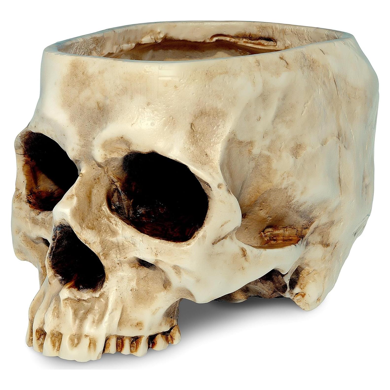 Maceta Calavera READAEER de Resina Blanca con Drenaje 16.5x11.4cm