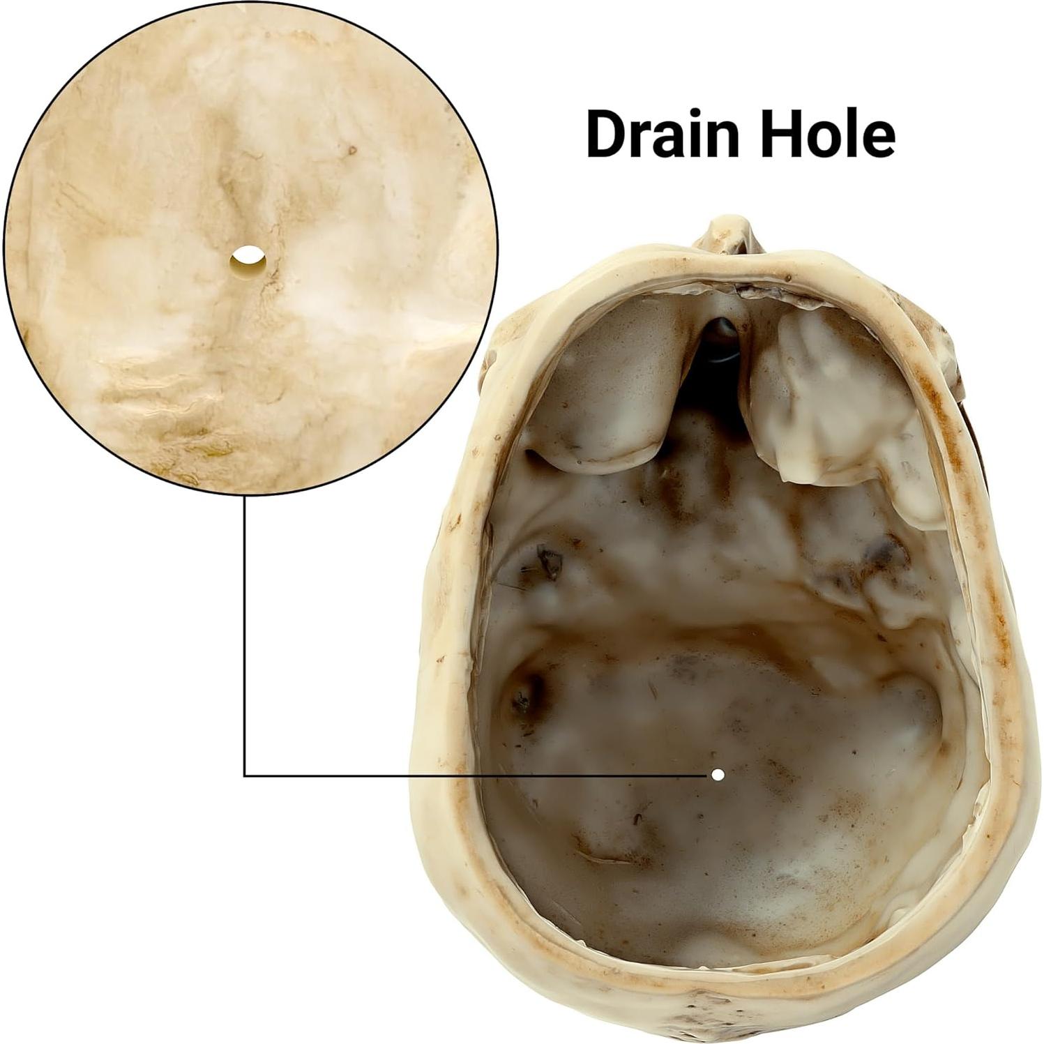 Maceta Calavera READAEER de Resina Blanca con Drenaje 16.5x11.4cm