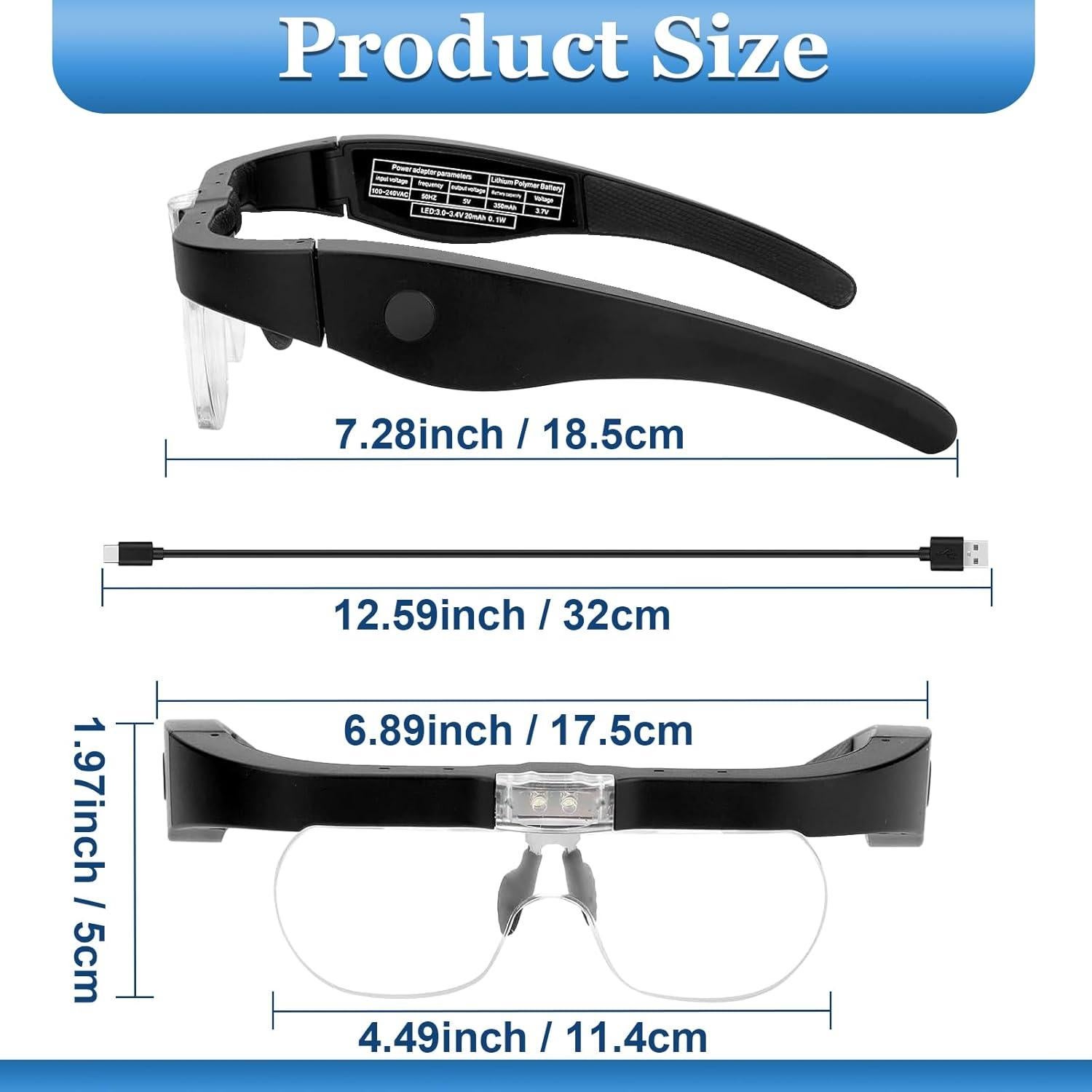 Lupa de Cabeza Lpluziyyds con 4 Lentes y 2 Luces LED