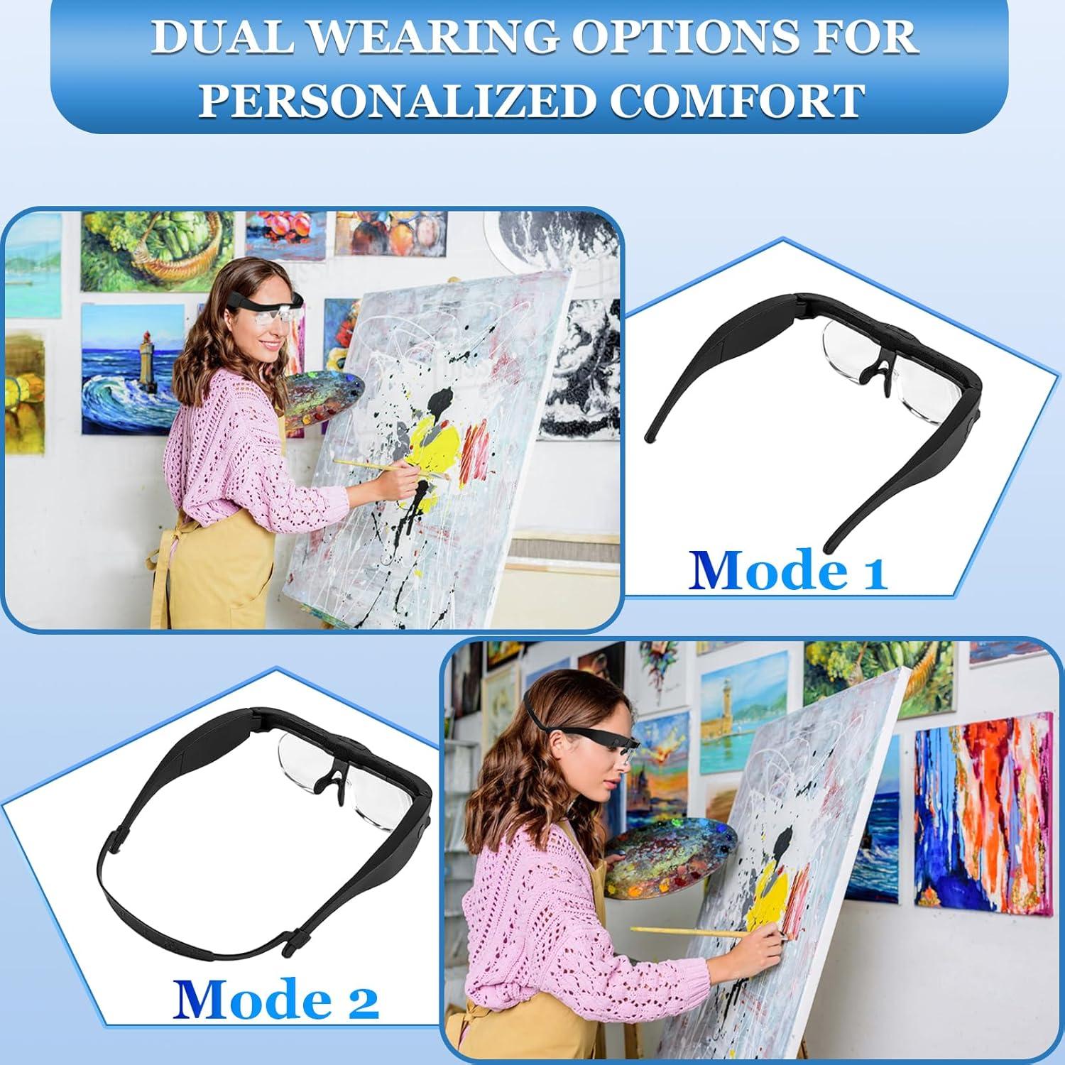 Lupa de Cabeza Lpluziyyds con 4 Lentes y 2 Luces LED