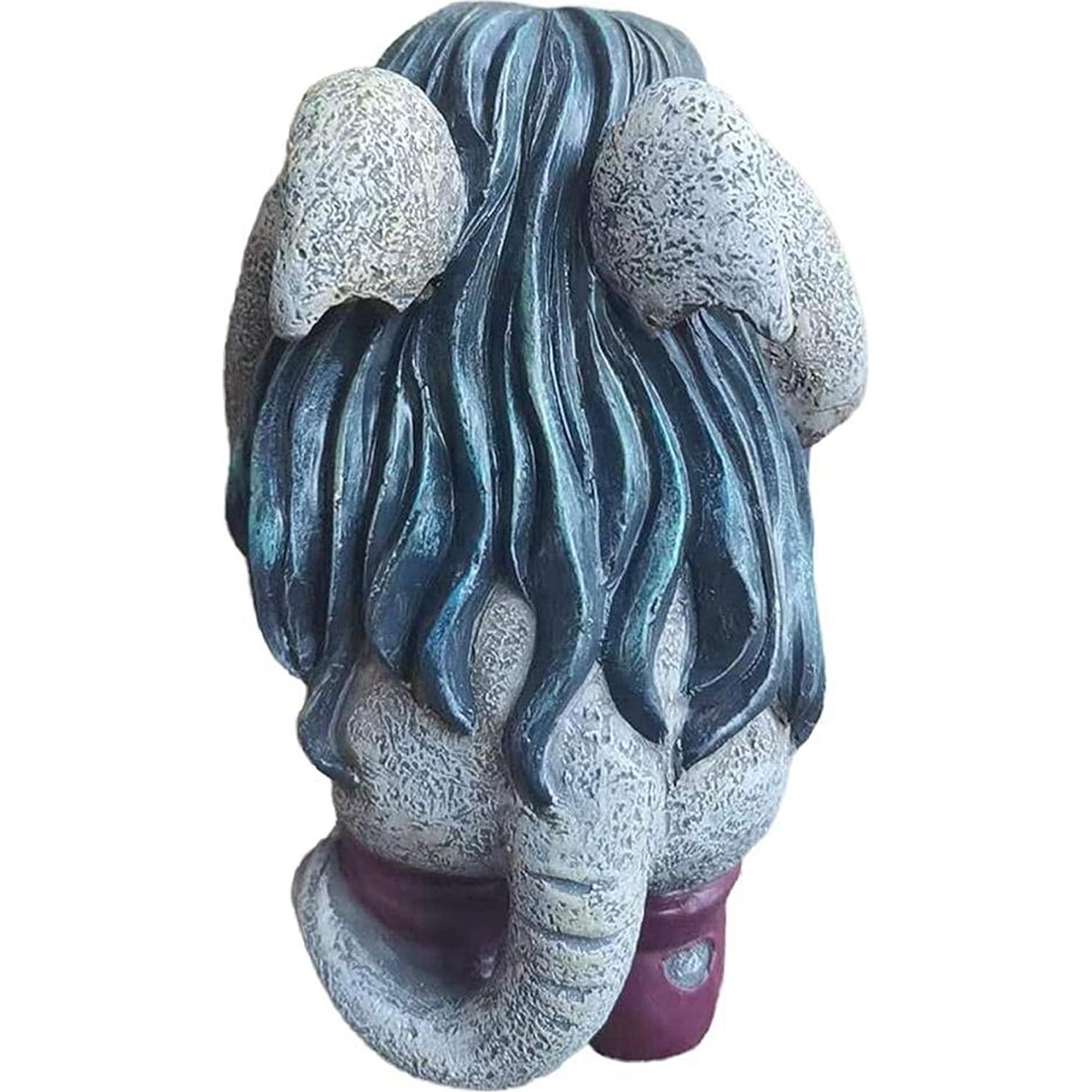 Escultura de Gnomo Troll de Resina Gris 12.5cm ZWFDC Jardín