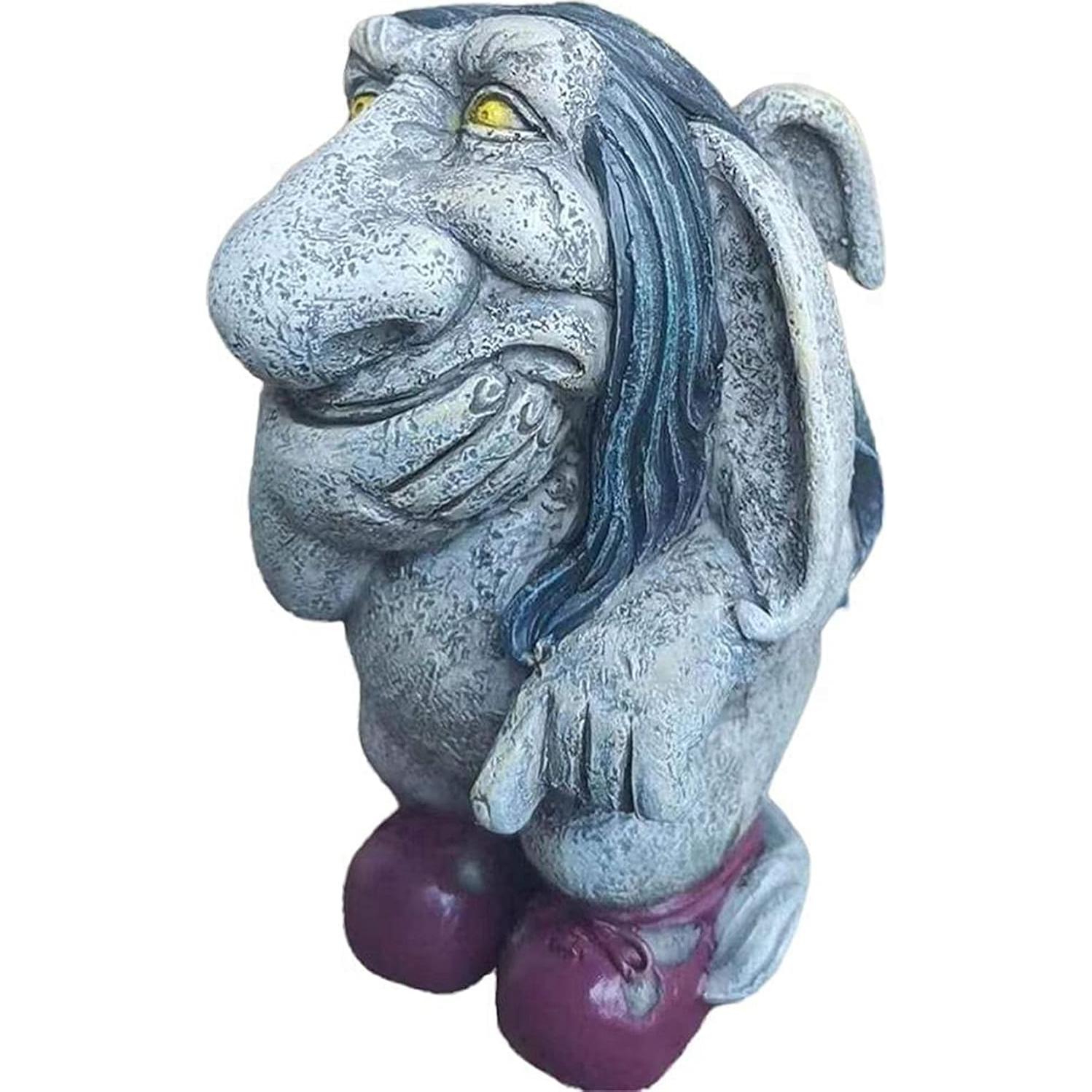 Escultura de Gnomo Troll de Resina Gris 12.5cm ZWFDC Jardín