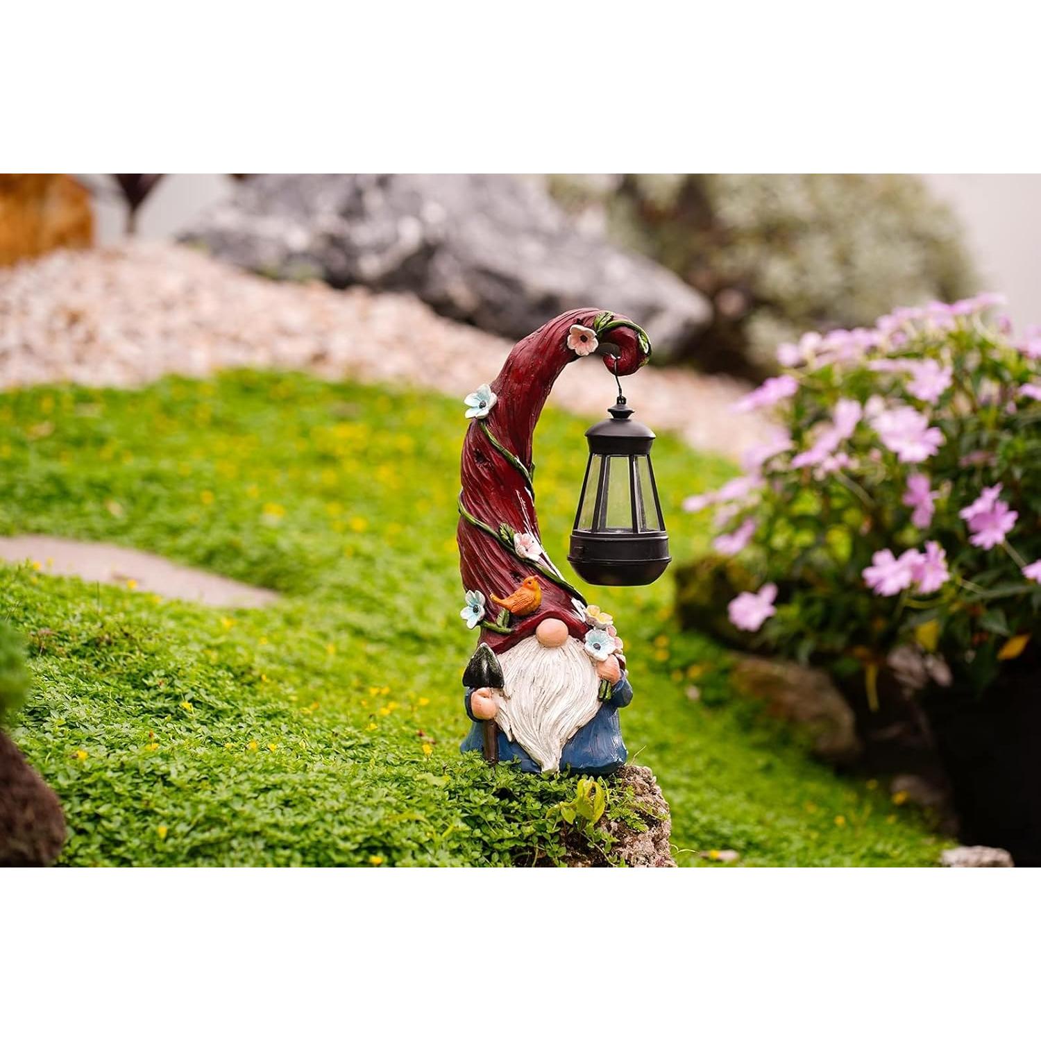 Estatua Decorativa de Jardín Gnome Solar Pohabery 33cm