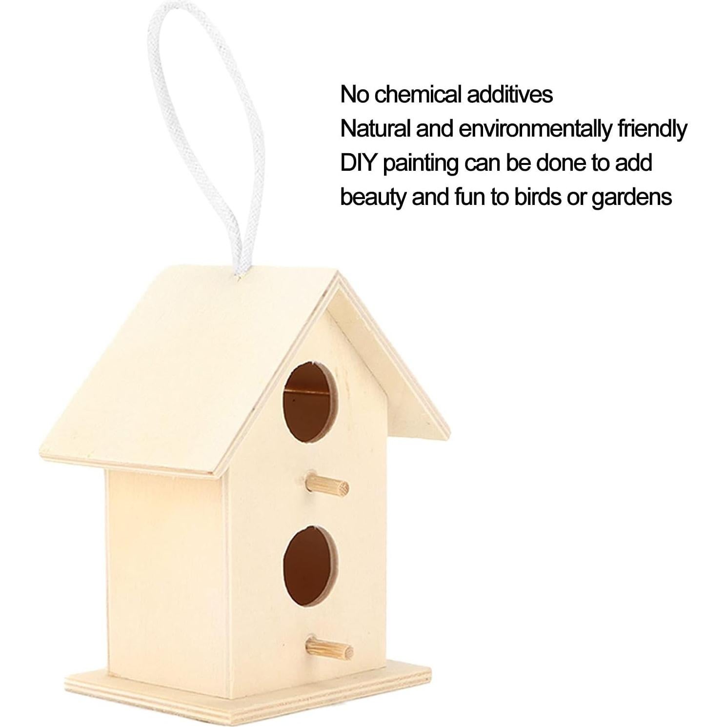 2 Casas de Aves de Madera Colgantes para Pintar Beufee