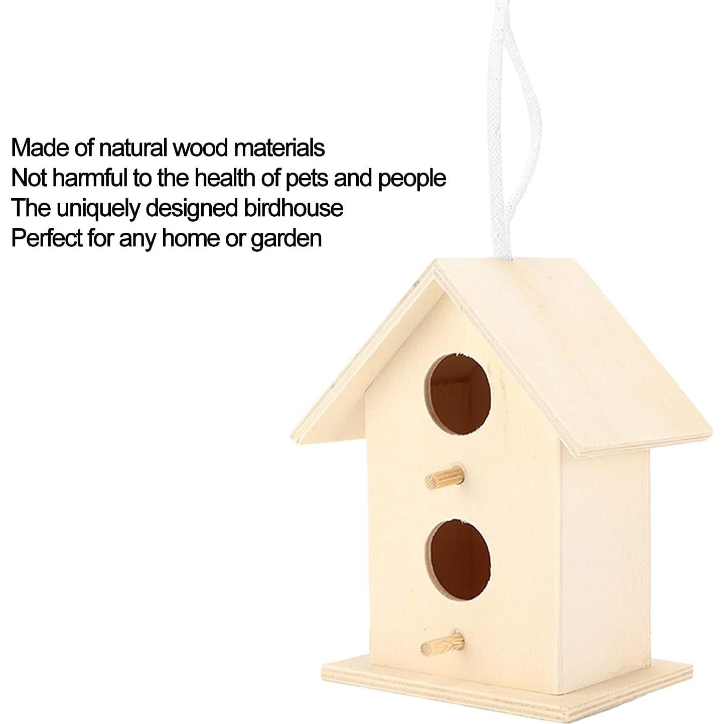 2 Casas de Aves de Madera Colgantes para Pintar Beufee