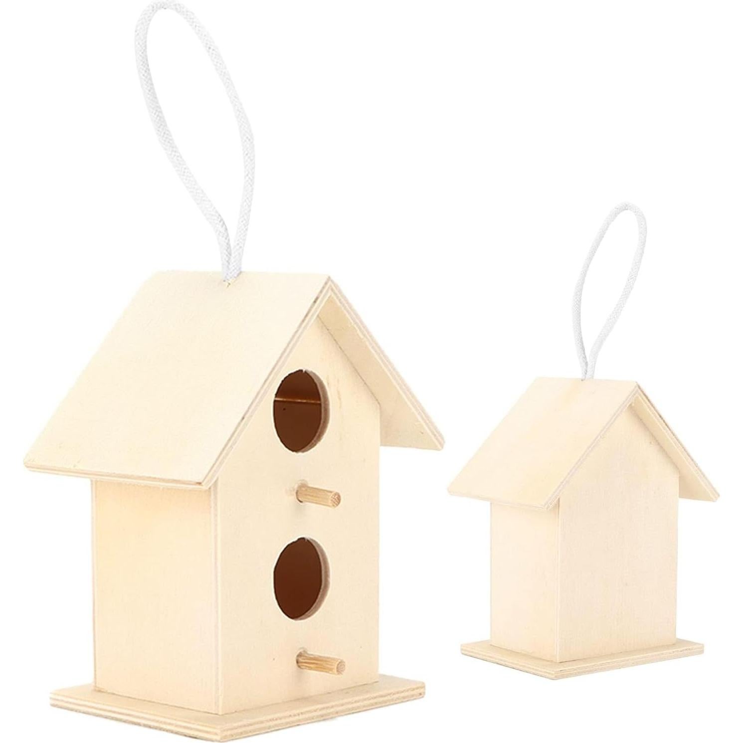 2 Casas de Aves de Madera Colgantes para Pintar Beufee