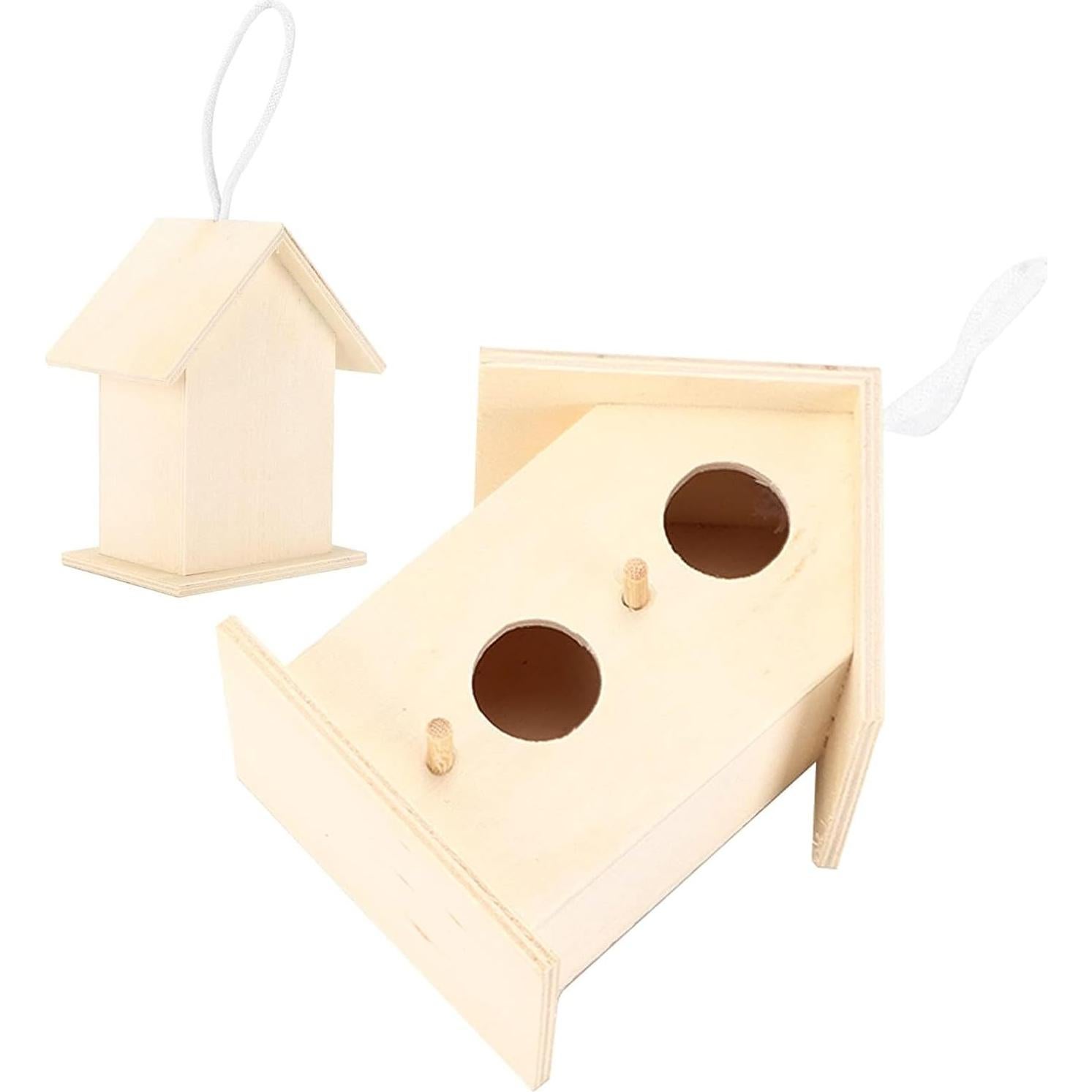 2 Casas de Aves de Madera Colgantes para Pintar Beufee