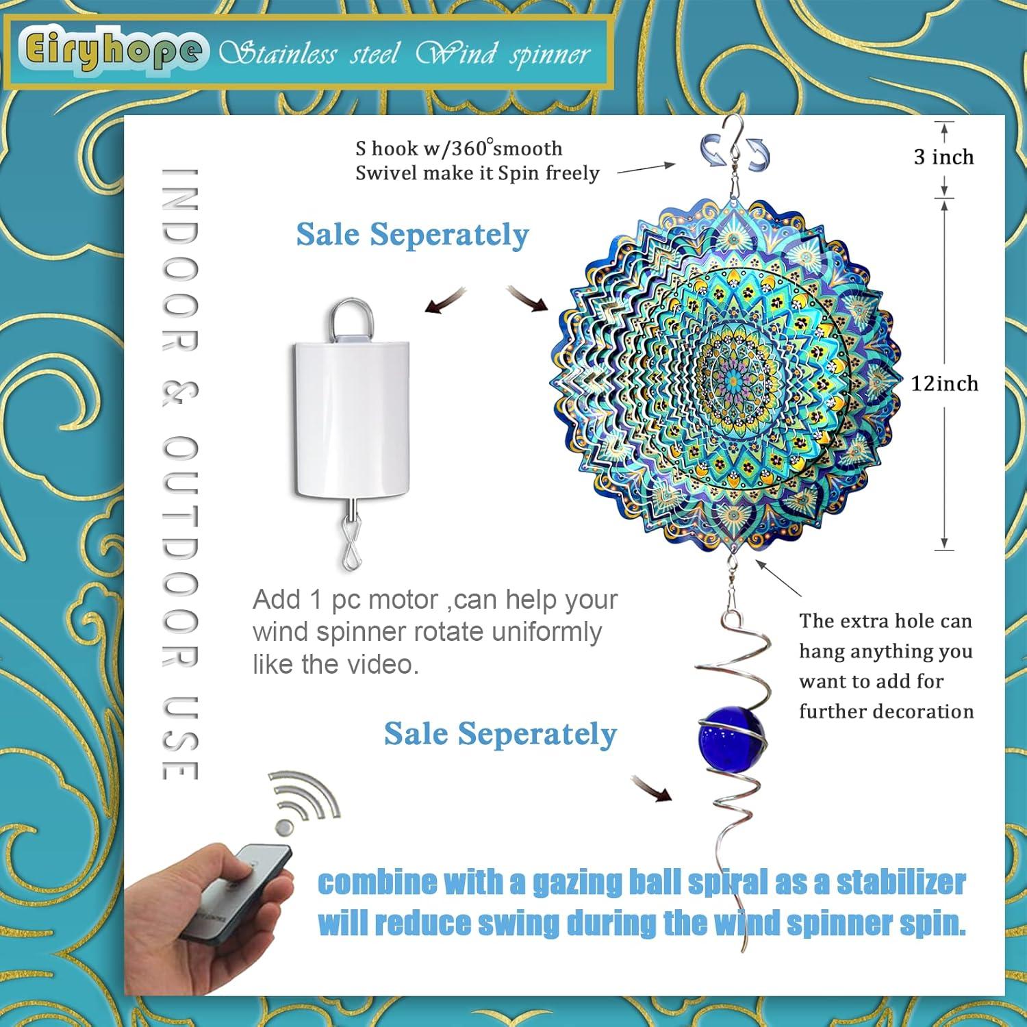 Girador de Viento Mandala Pavo Real Eiryhope 30.48 cm Metal