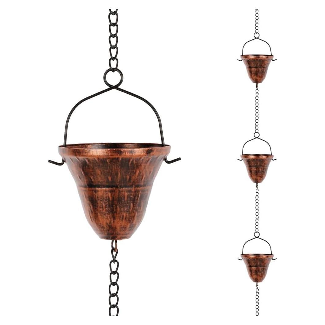 Cadena de Lluvia de Cobre Dreamysoul 3.18m con 12 Tazas
