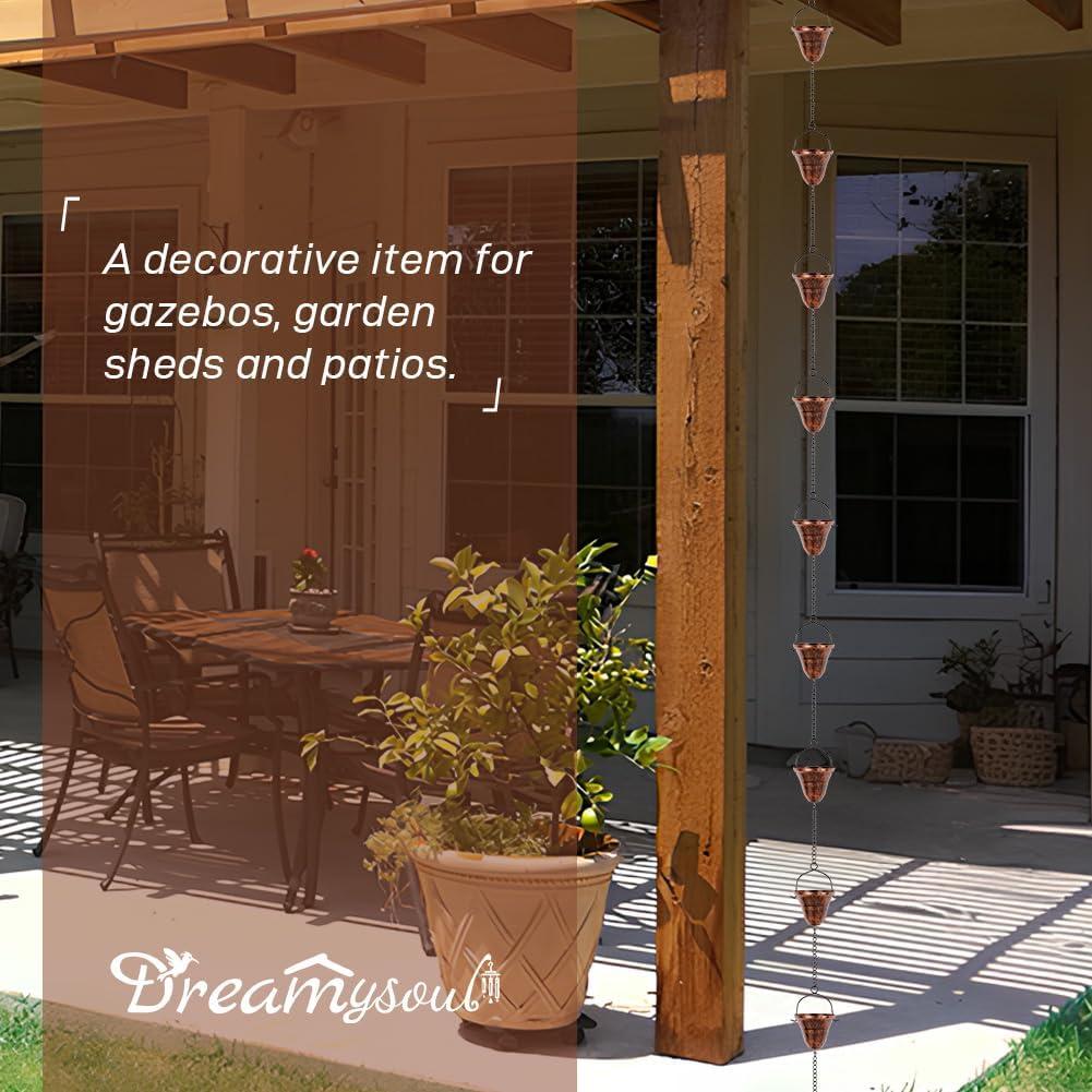 Cadena de Lluvia de Cobre Dreamysoul 3.18m con 12 Tazas