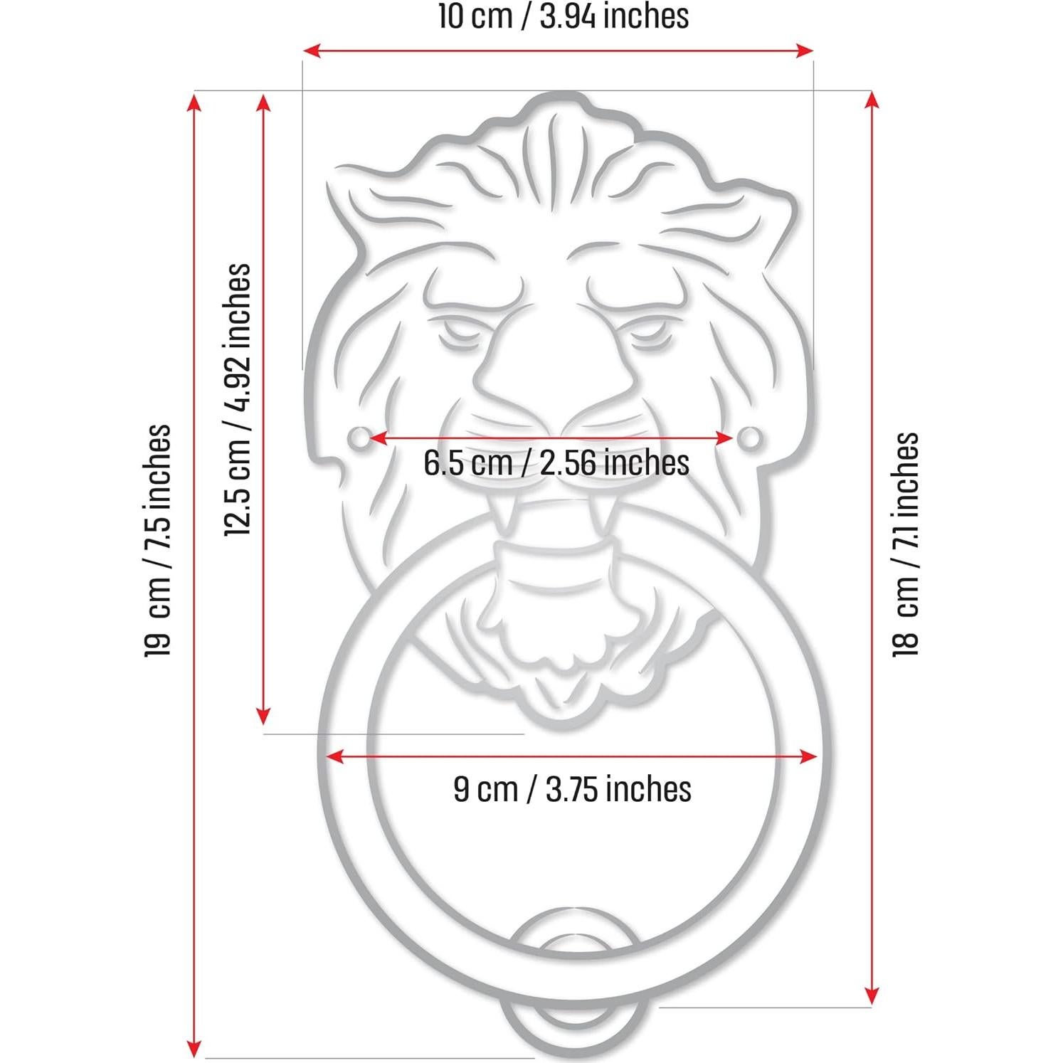 Tirador de puerta cabeza de león Qparts, latón negro 180 mm