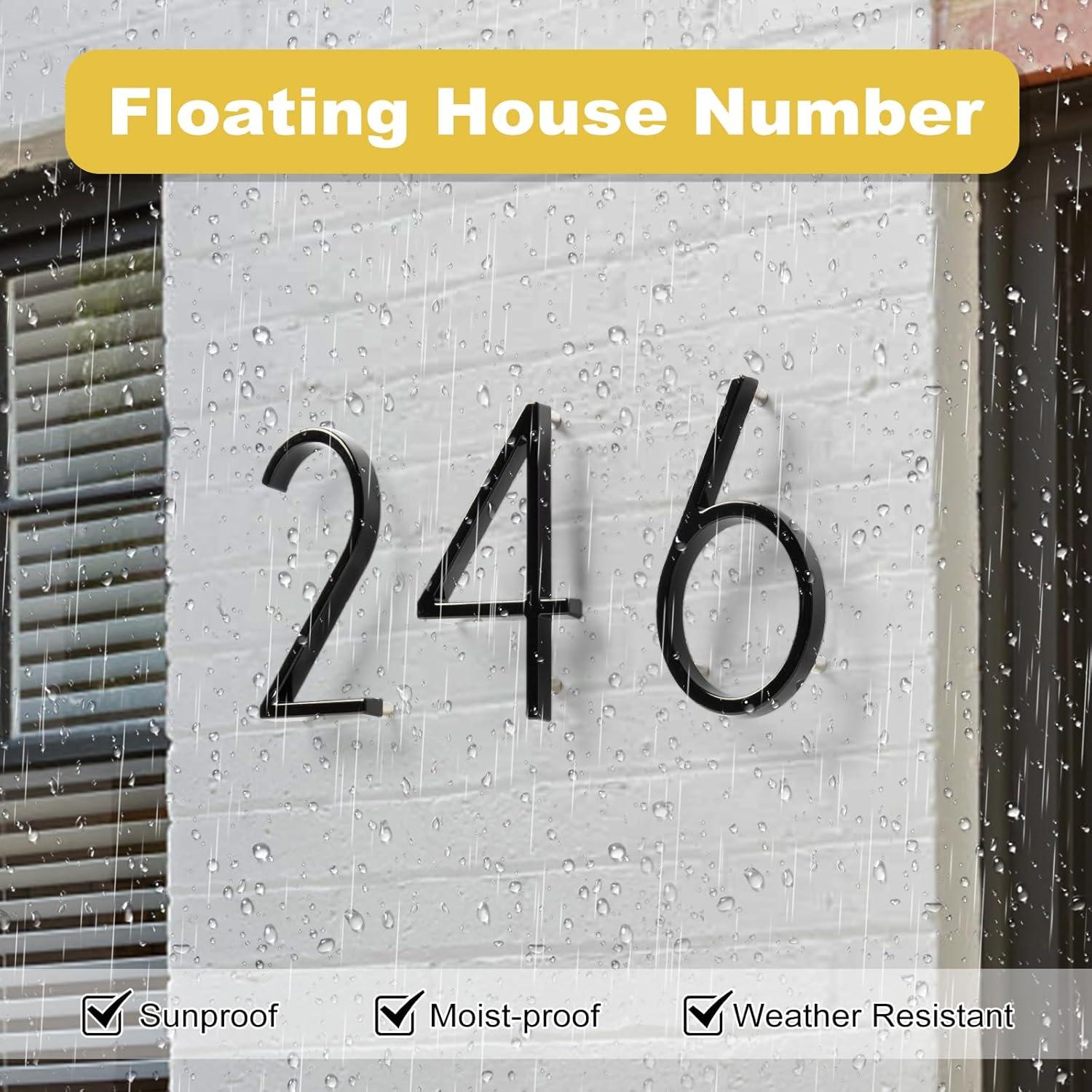 Números de Casa Flotantes BRIOUT 5" en Zinc Negro