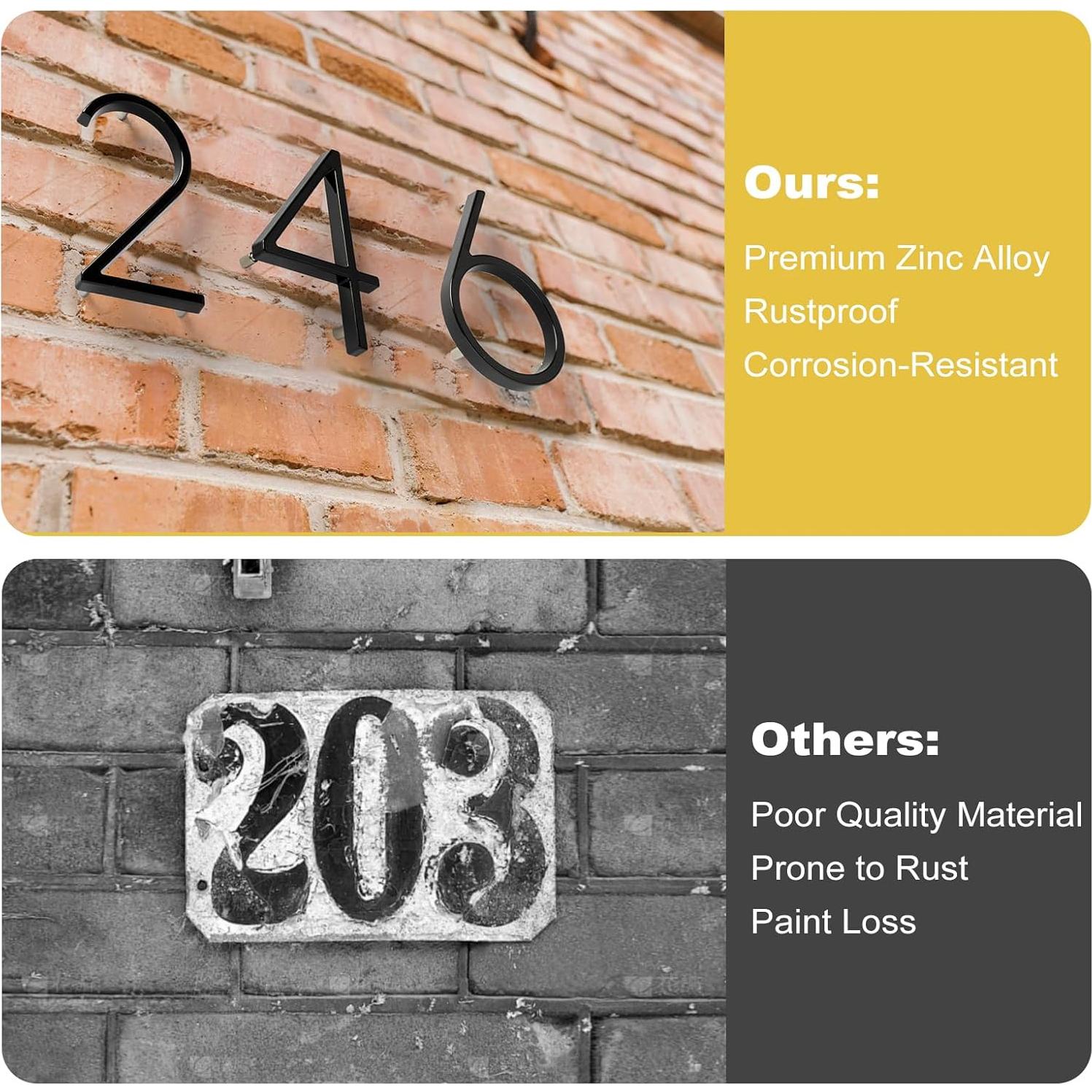 Números de Casa Flotantes BRIOUT 5" en Zinc Negro