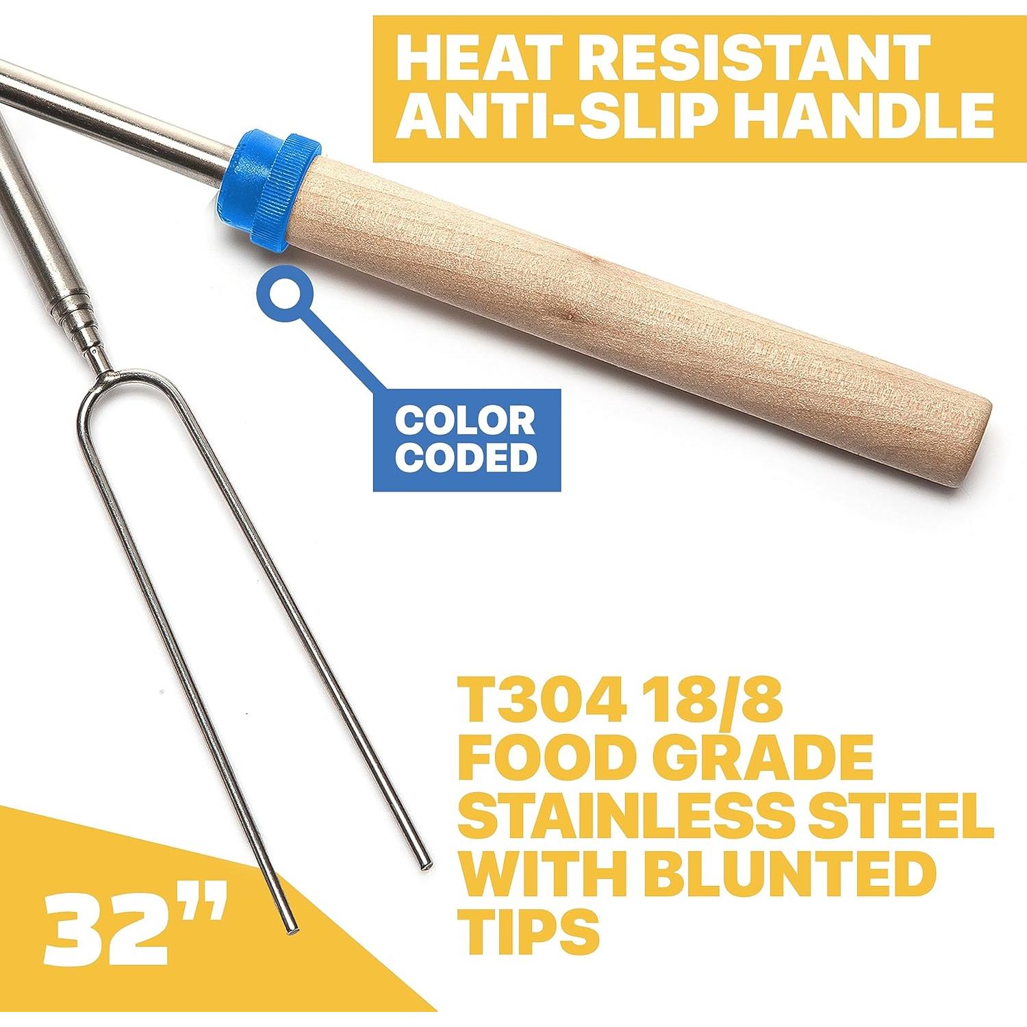 MalloMe Palos para S'mores 5FORKSET 81 cm Acero Inoxidable