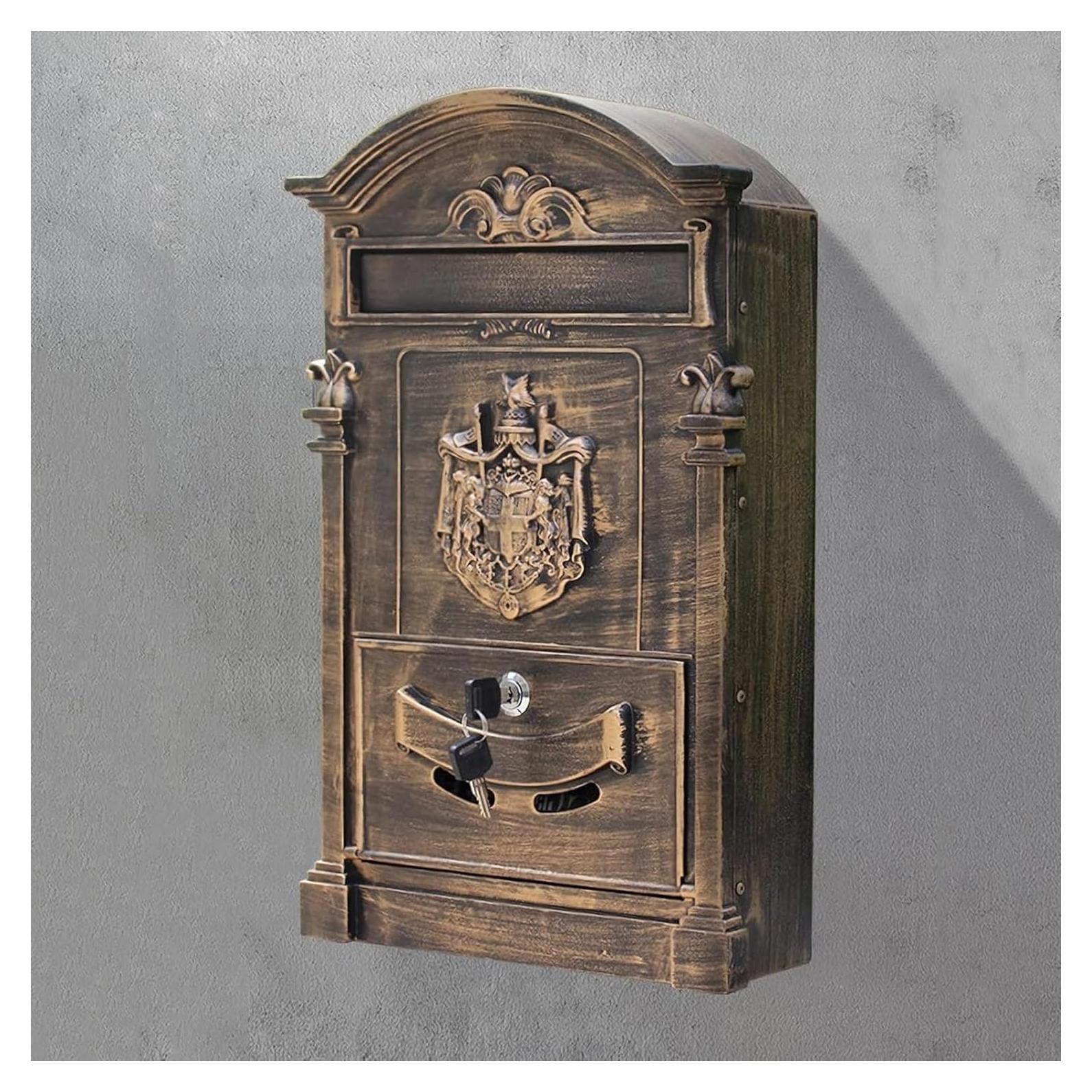 Buzón de Pared Vintage Petour con Cerradura y Gran Capacidad