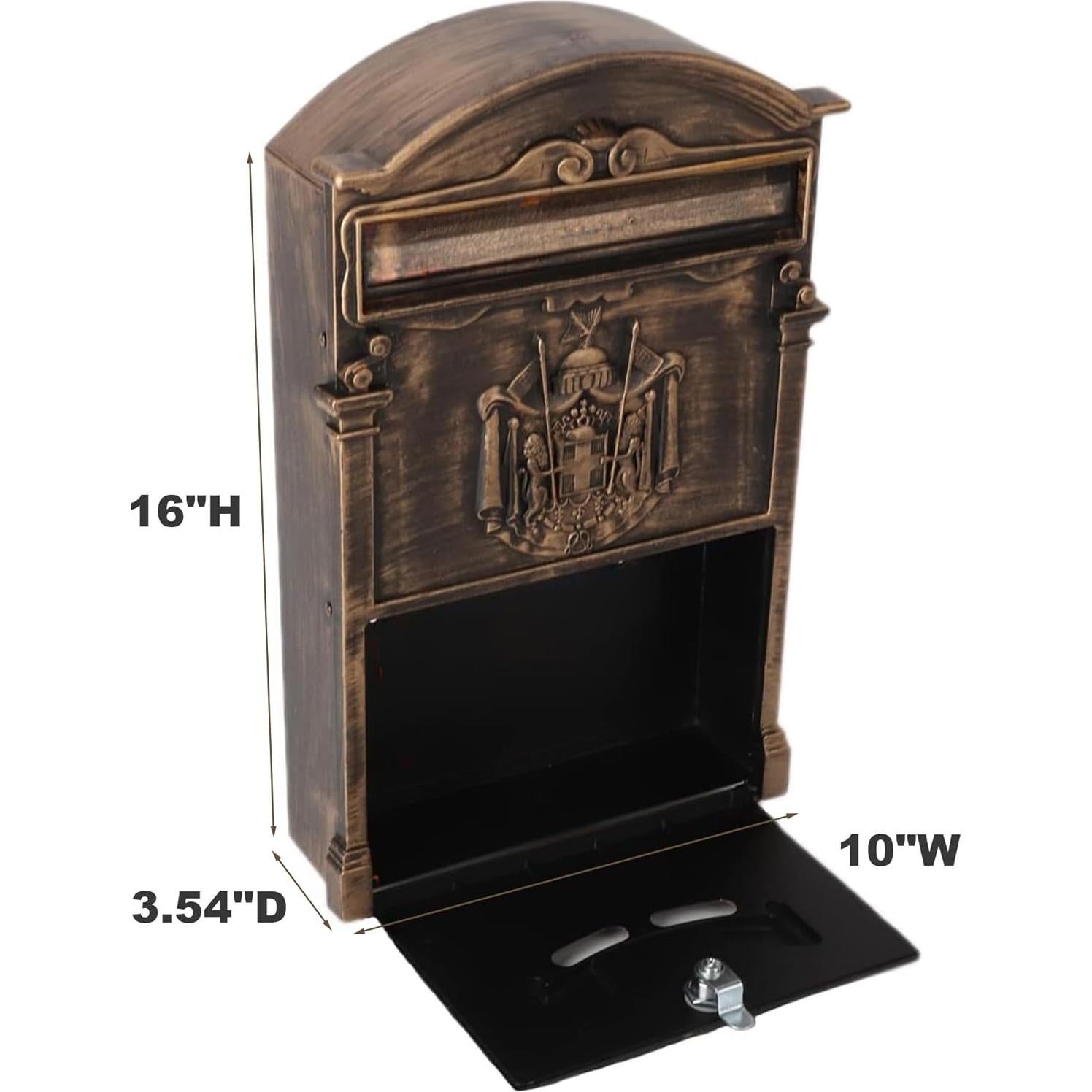 Buzón de Pared Vintage Petour con Cerradura y Gran Capacidad