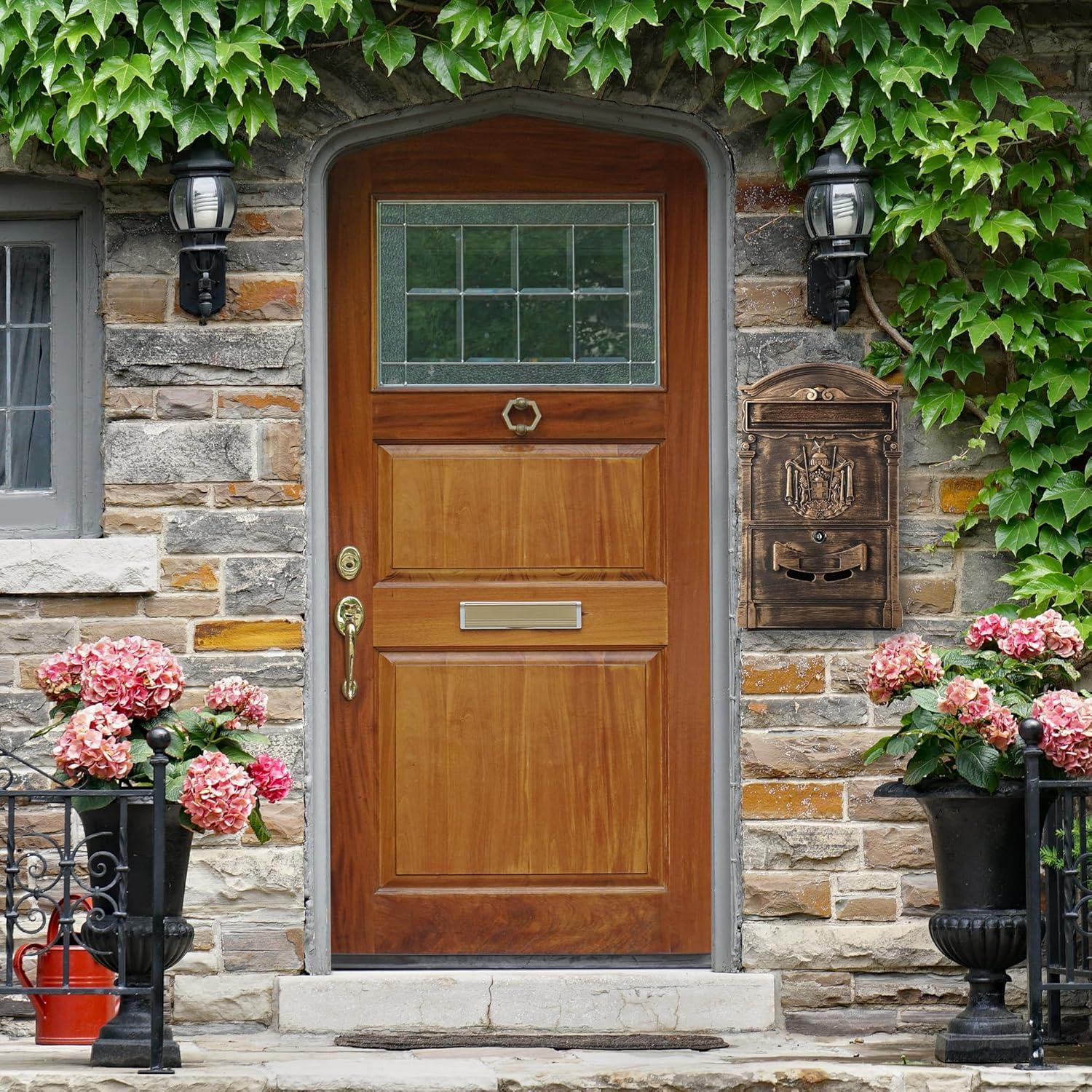 Buzón de Pared Vintage Petour con Cerradura y Gran Capacidad