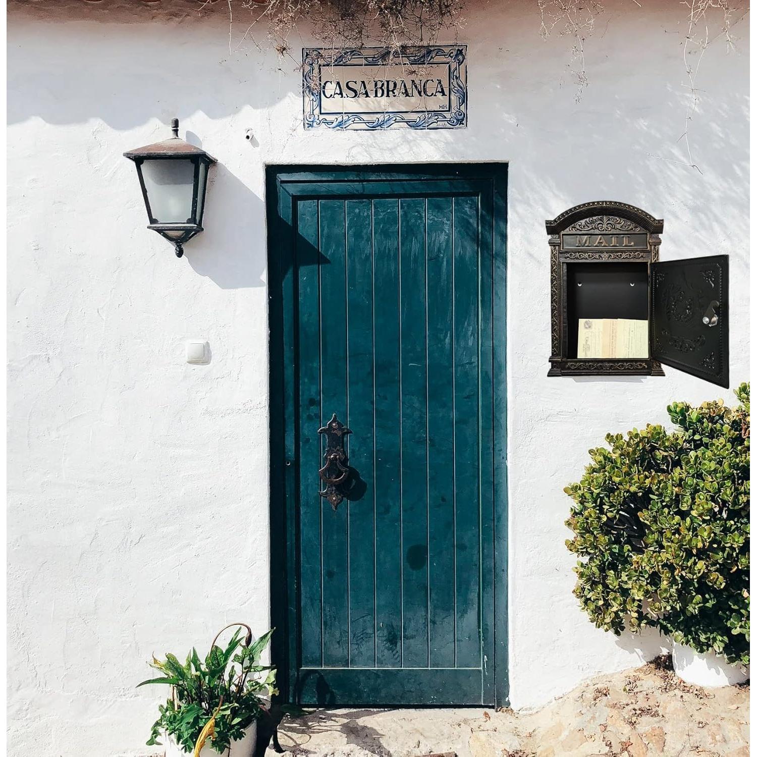 Buzón de Hierro Fundido Vintage BSTGIFTS Montado en Pared