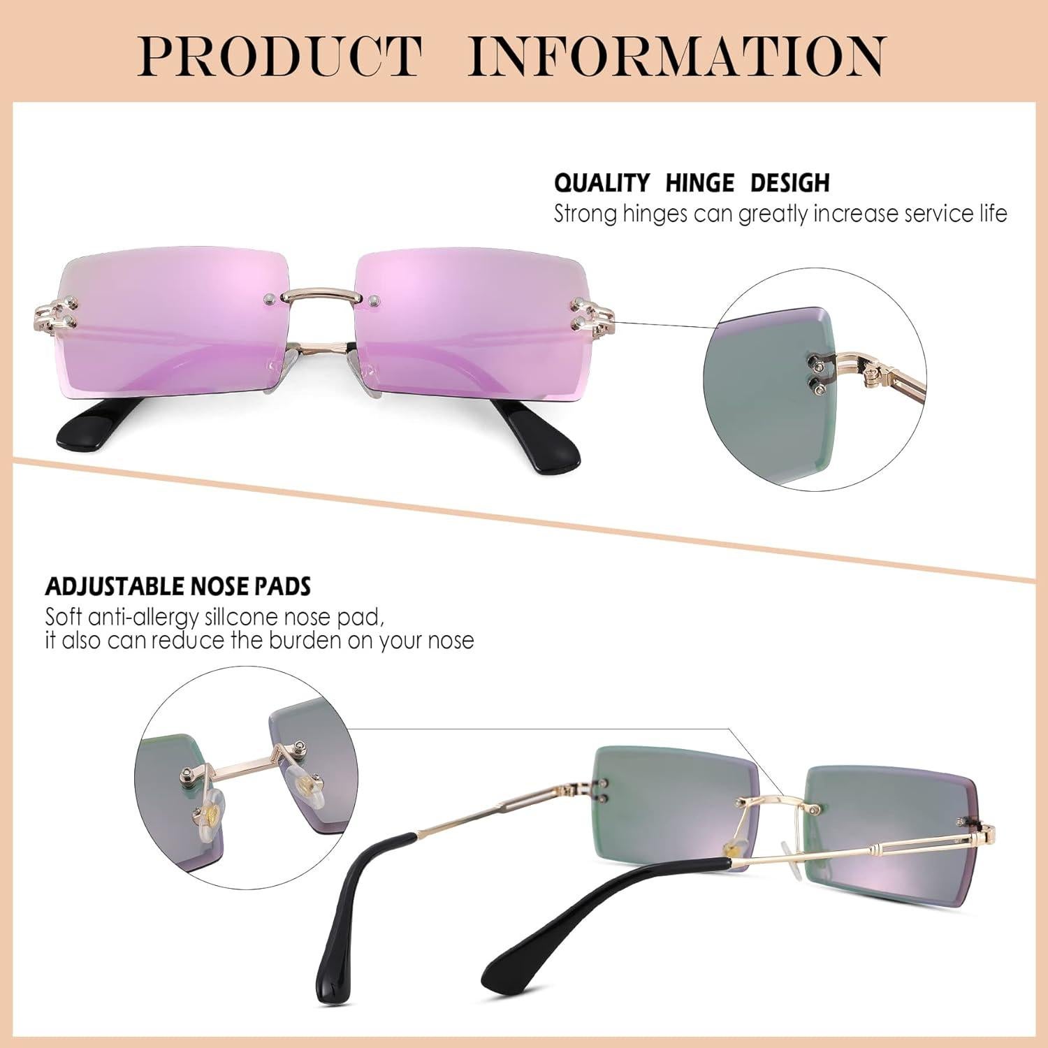 Gafas de Sol Rectangulares UV400 Metalicas Espejo Azul/Rosa