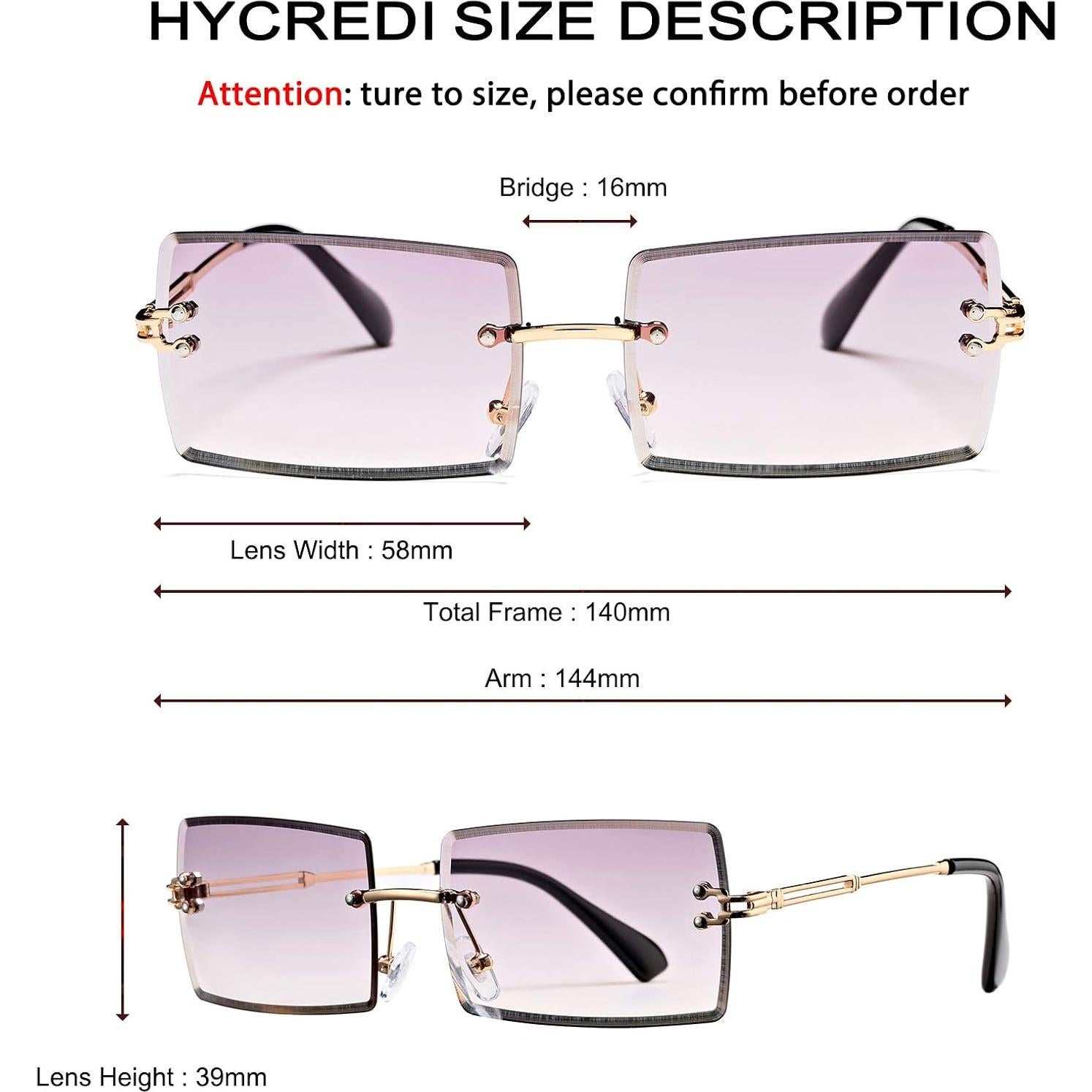 Gafas de Sol Rectangulares UV400 Metalicas 58mm - 2 Colores