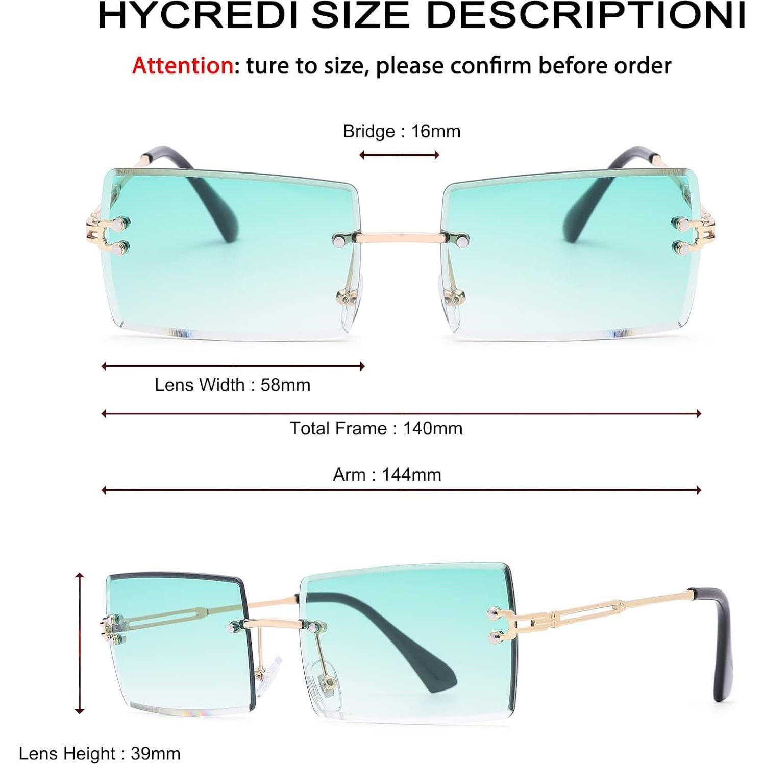 Gafas de Sol Rectangulares UV400 Metalicas 58mm - Unisex