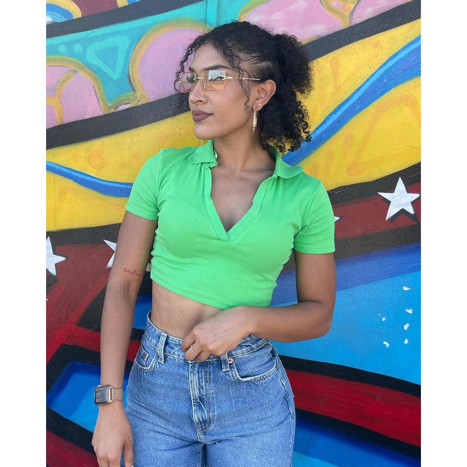 Gafas de Sol Rectangulares UV400 para Mujeres - Amarillo Rosa