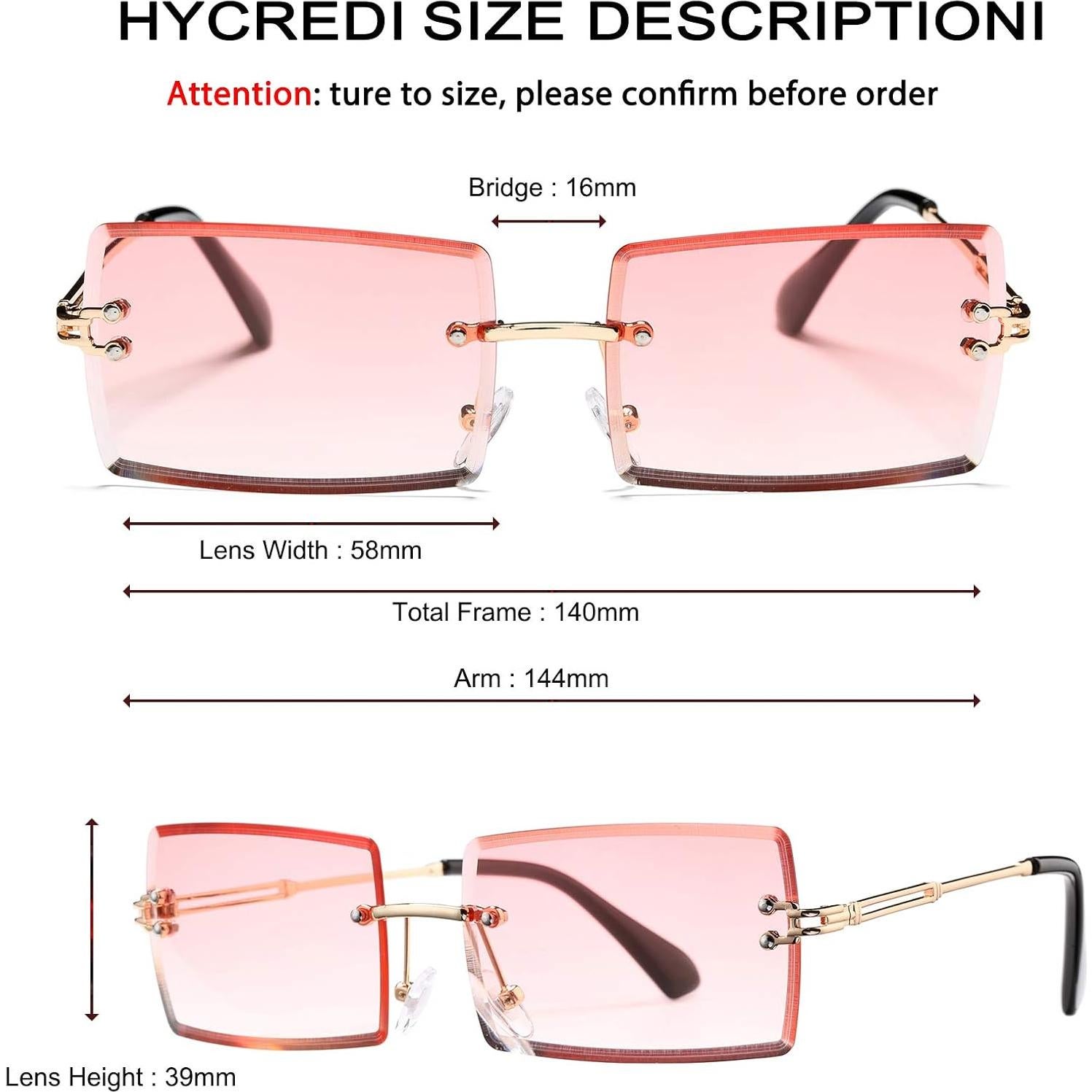 Gafas de Sol Rectangulares UV400 Metal Rosa y Claro