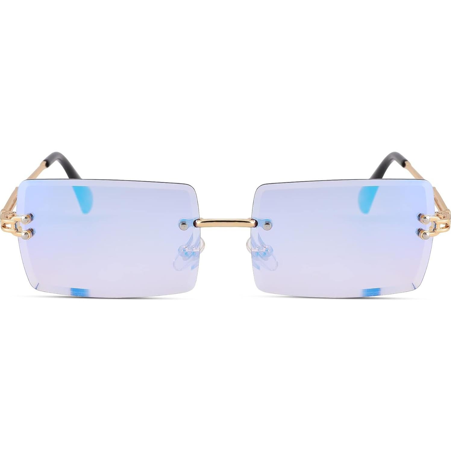 Gafas de Sol Rectangulares UV400 Espejo Azul Metal