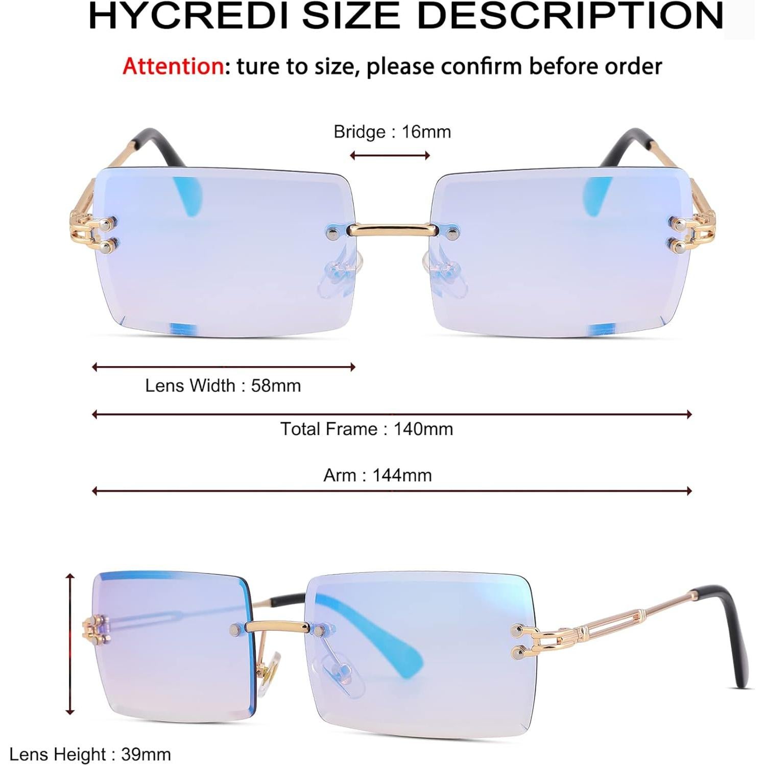 Gafas de Sol Rectangulares UV400 Espejo Azul Metal