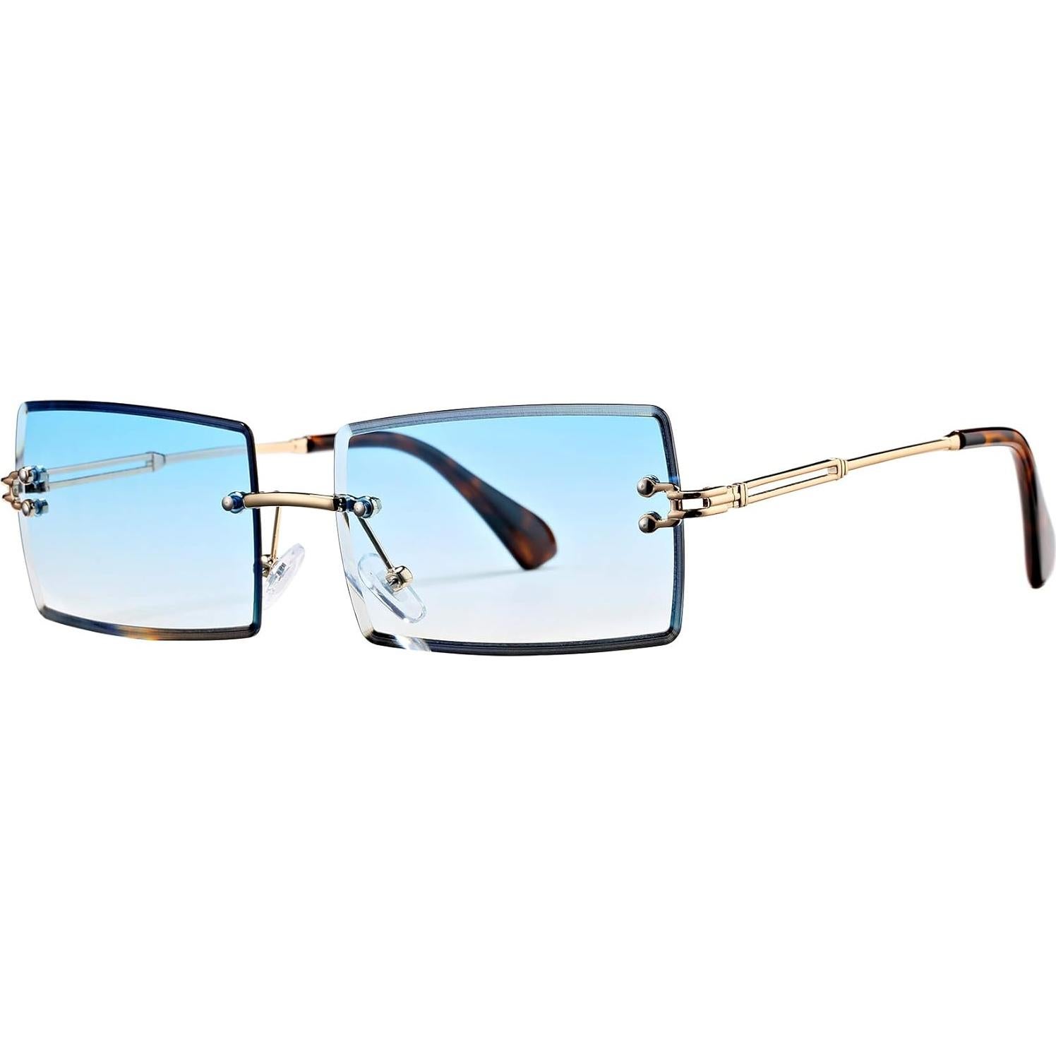Gafas de Sol Rectangulares UV400 Metal Azul 58mm
