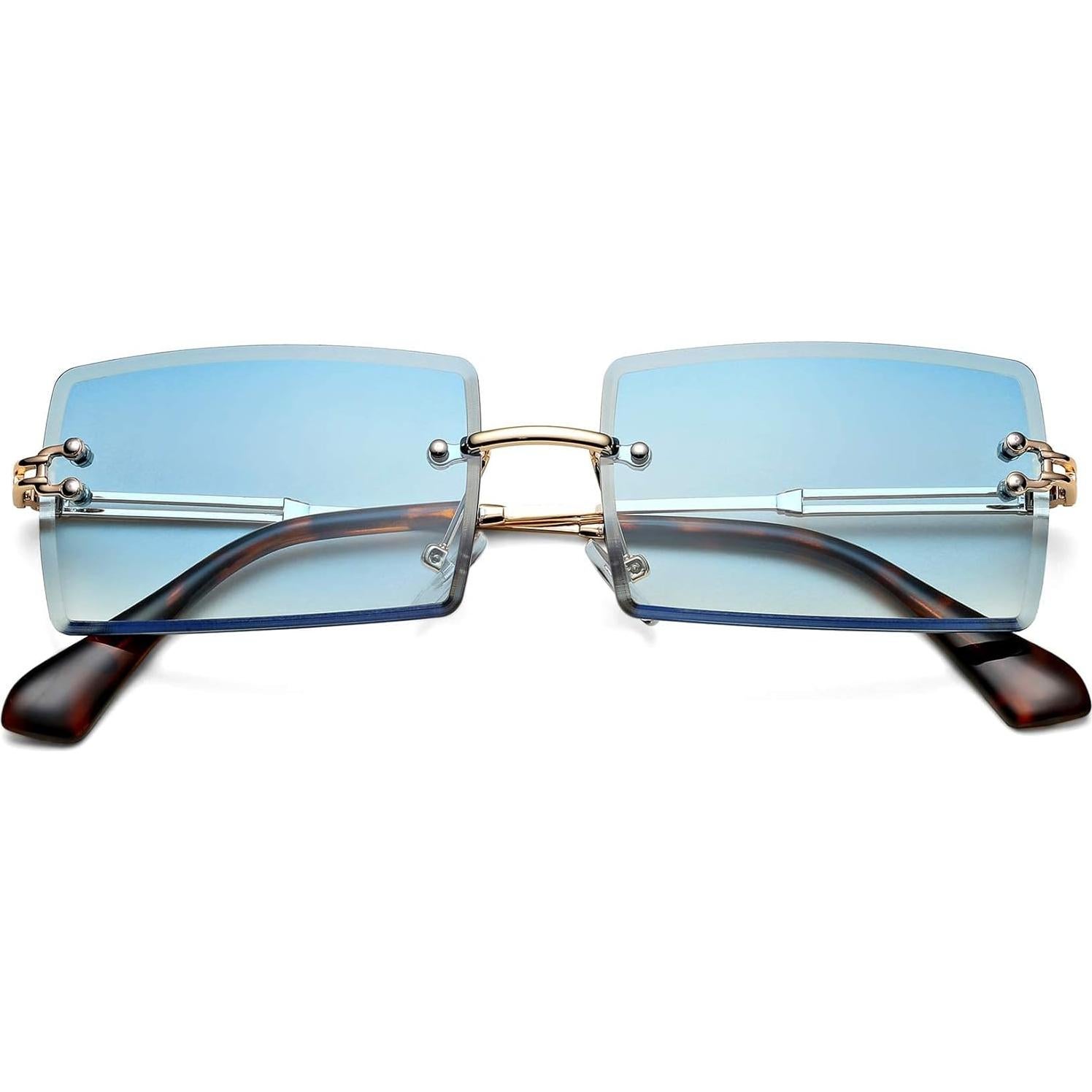 Gafas de Sol Rectangulares UV400 Metal Azul 58mm