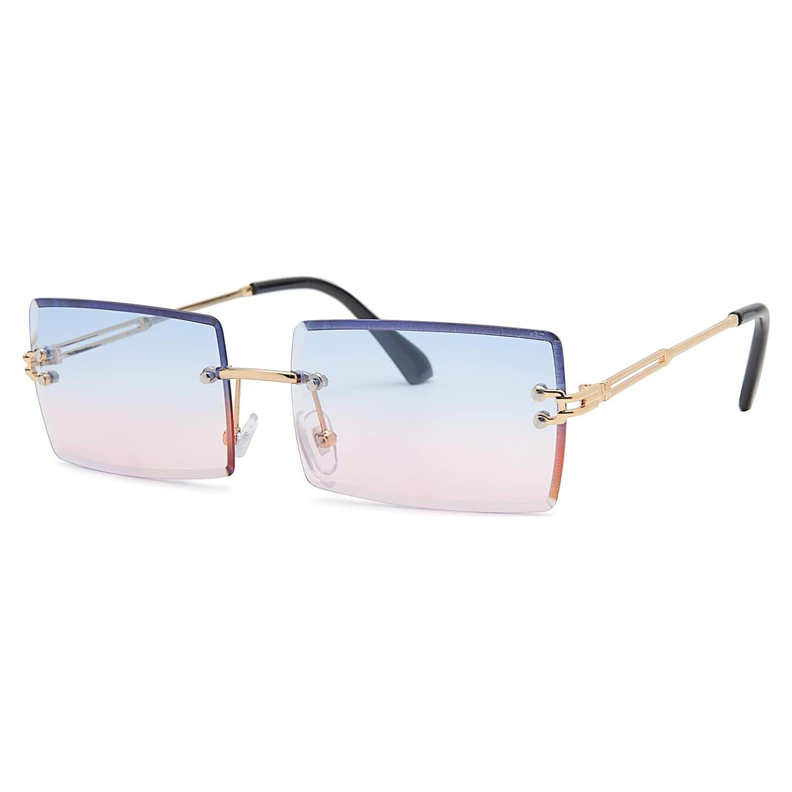 Gafas de Sol Rectangulares UV400 Metal Azul Rosa