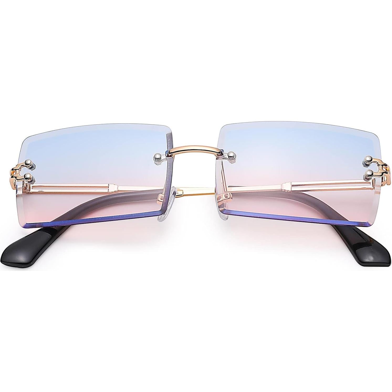 Gafas de Sol Rectangulares UV400 Metal Azul Rosa