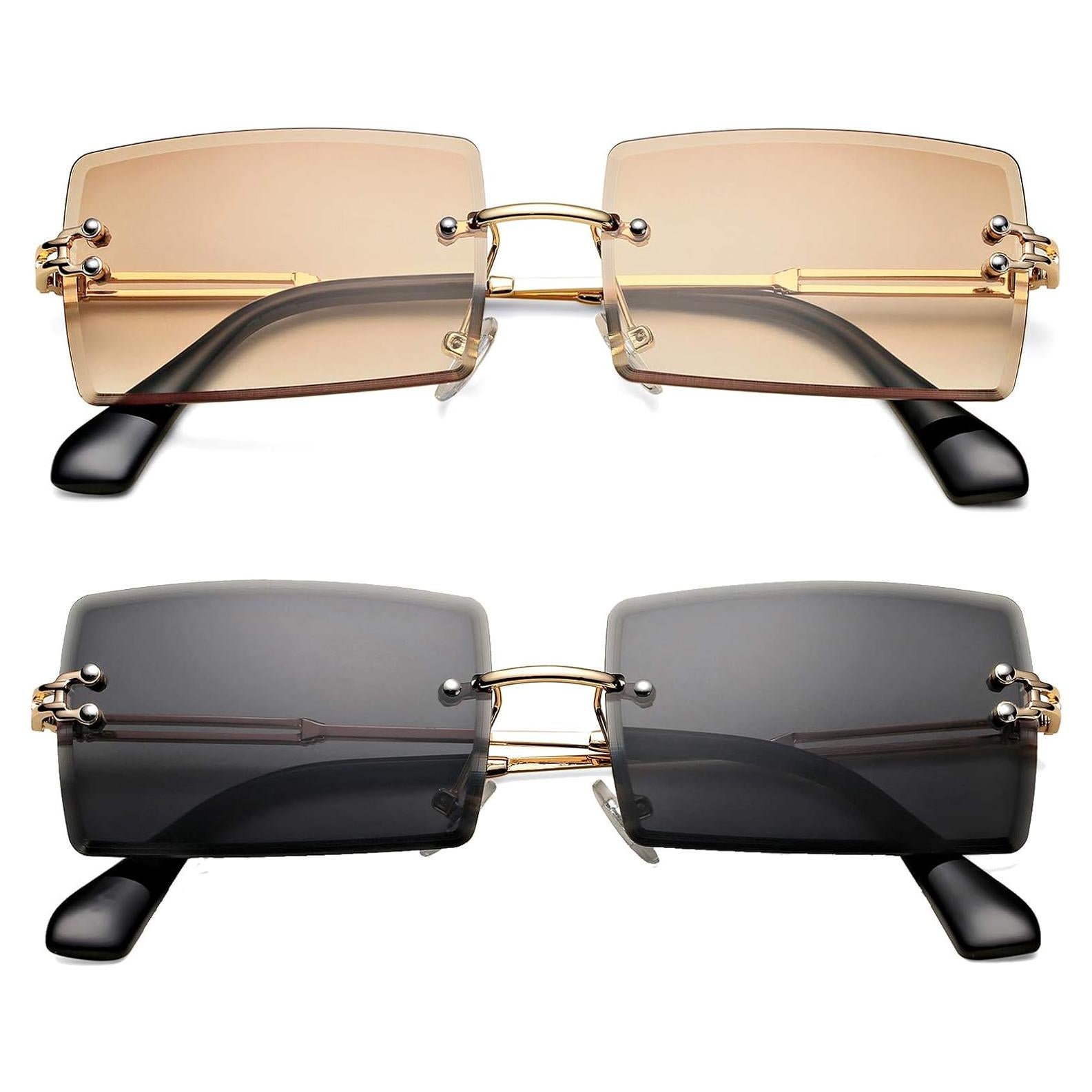 Gafas de Sol Rectangulares UV400 Metal Gris y Té