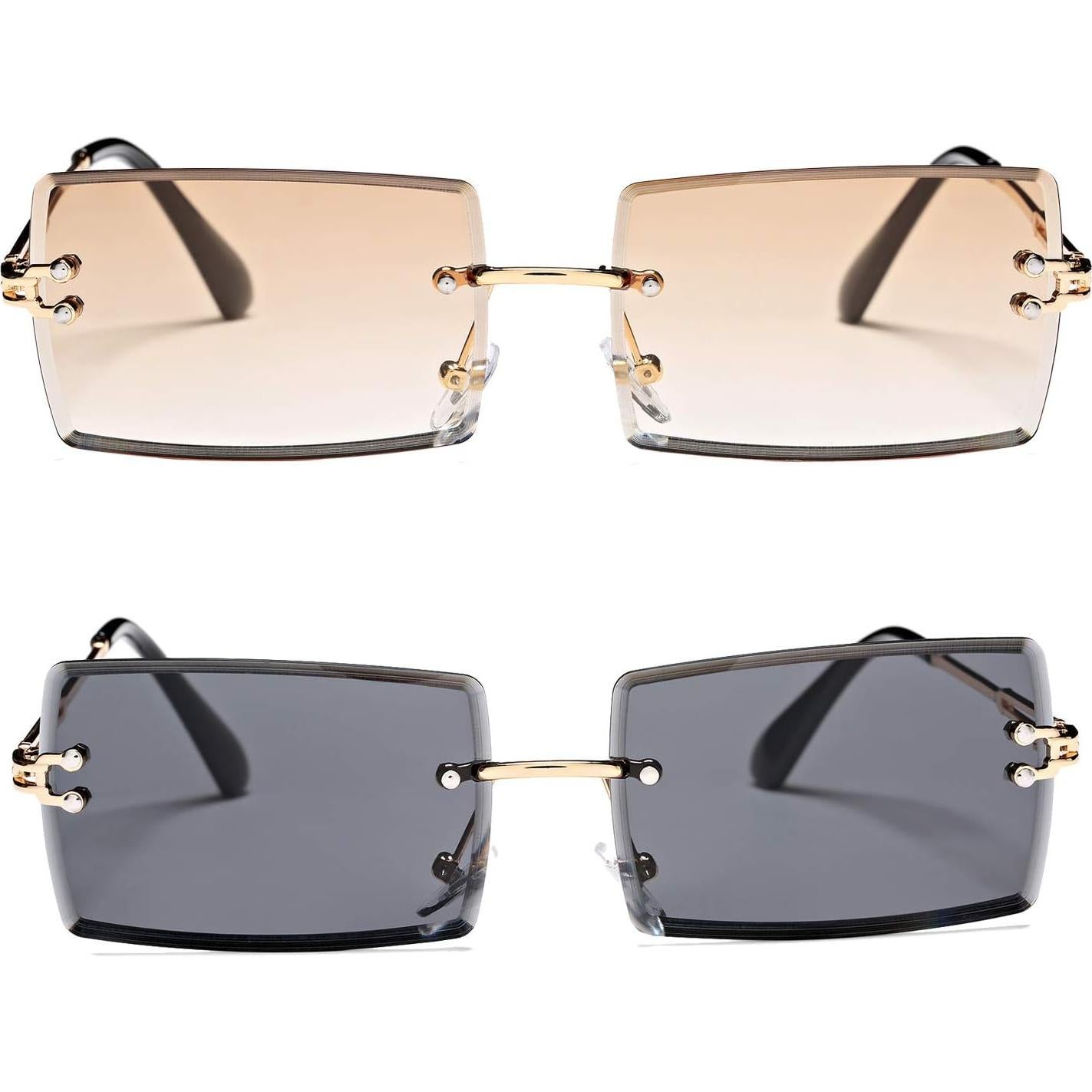 Gafas de Sol Rectangulares UV400 Metal Gris y Té