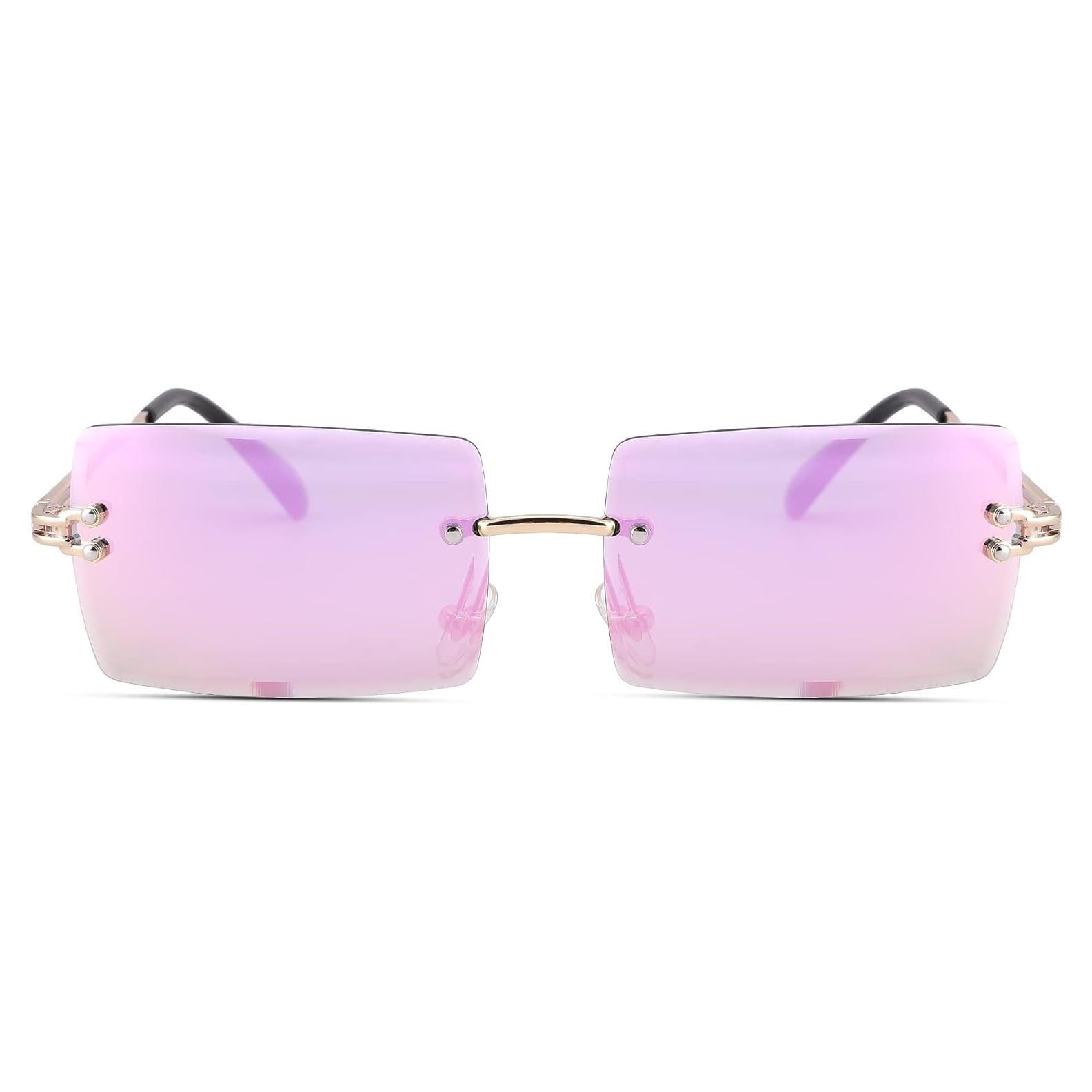 Gafas de Sol Rectangulares UV400 Espejo Rosa para Mujer