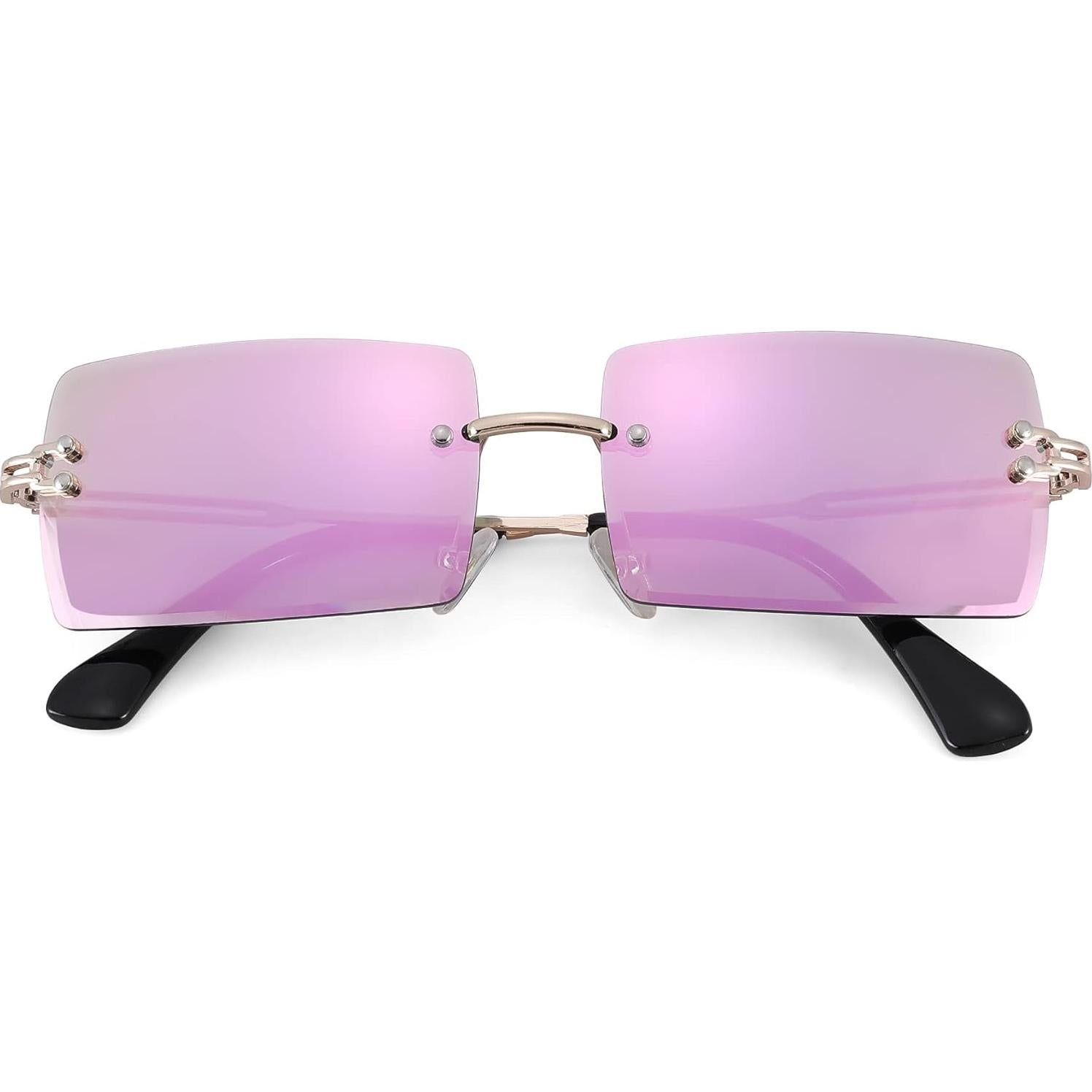 Gafas de Sol Rectangulares UV400 Espejo Rosa para Mujer