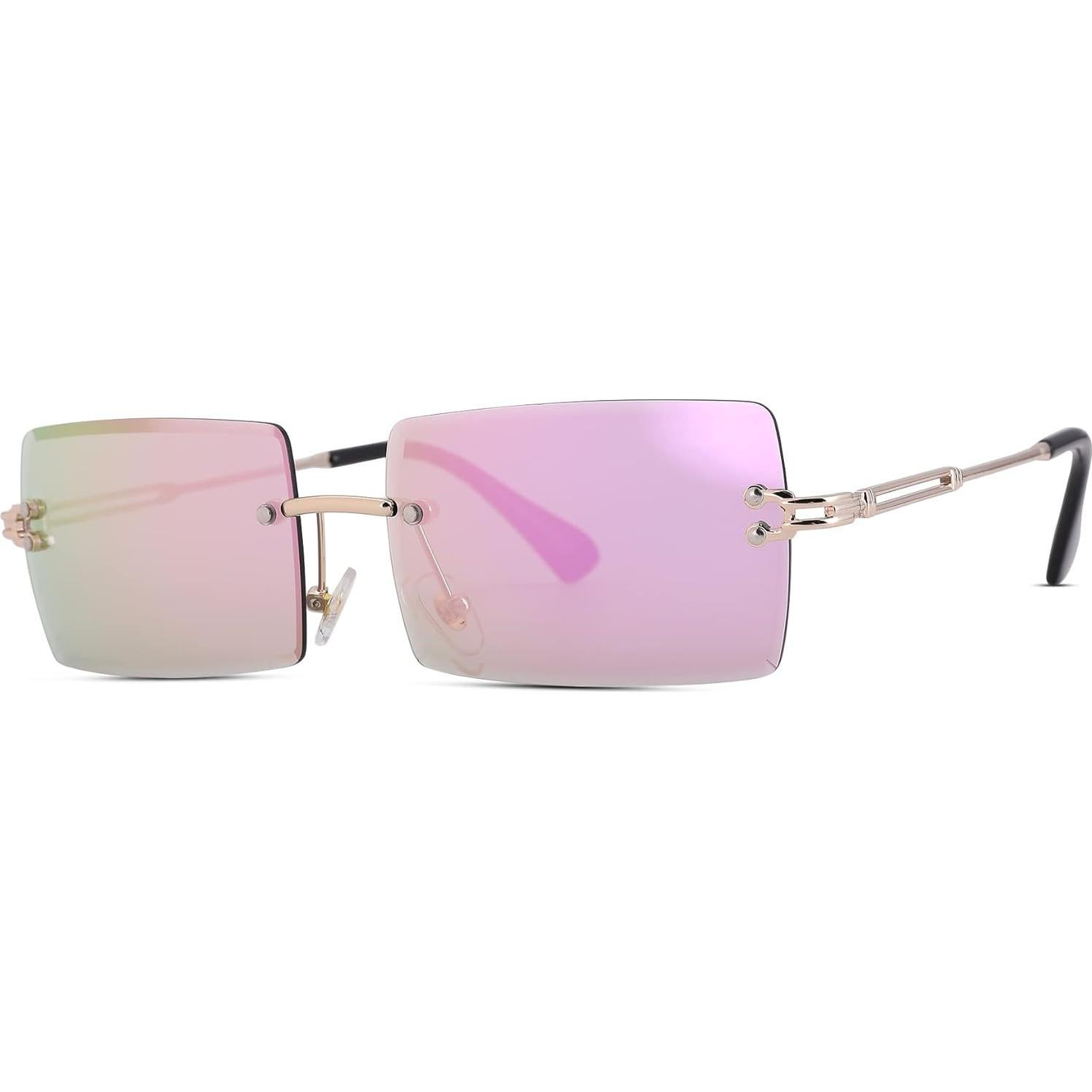 Gafas de Sol Rectangulares UV400 Espejo Rosa para Mujer