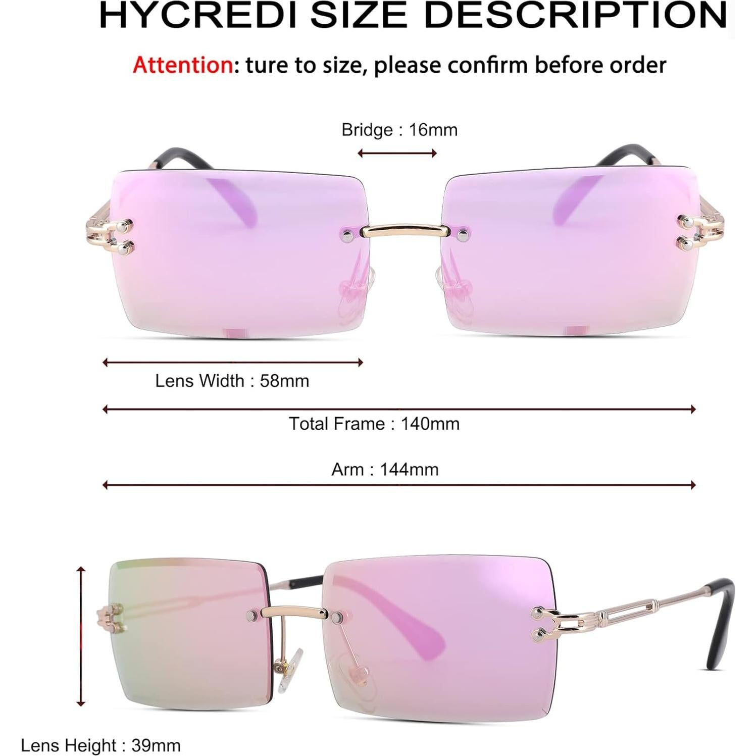 Gafas de Sol Rectangulares UV400 Espejo Rosa para Mujer