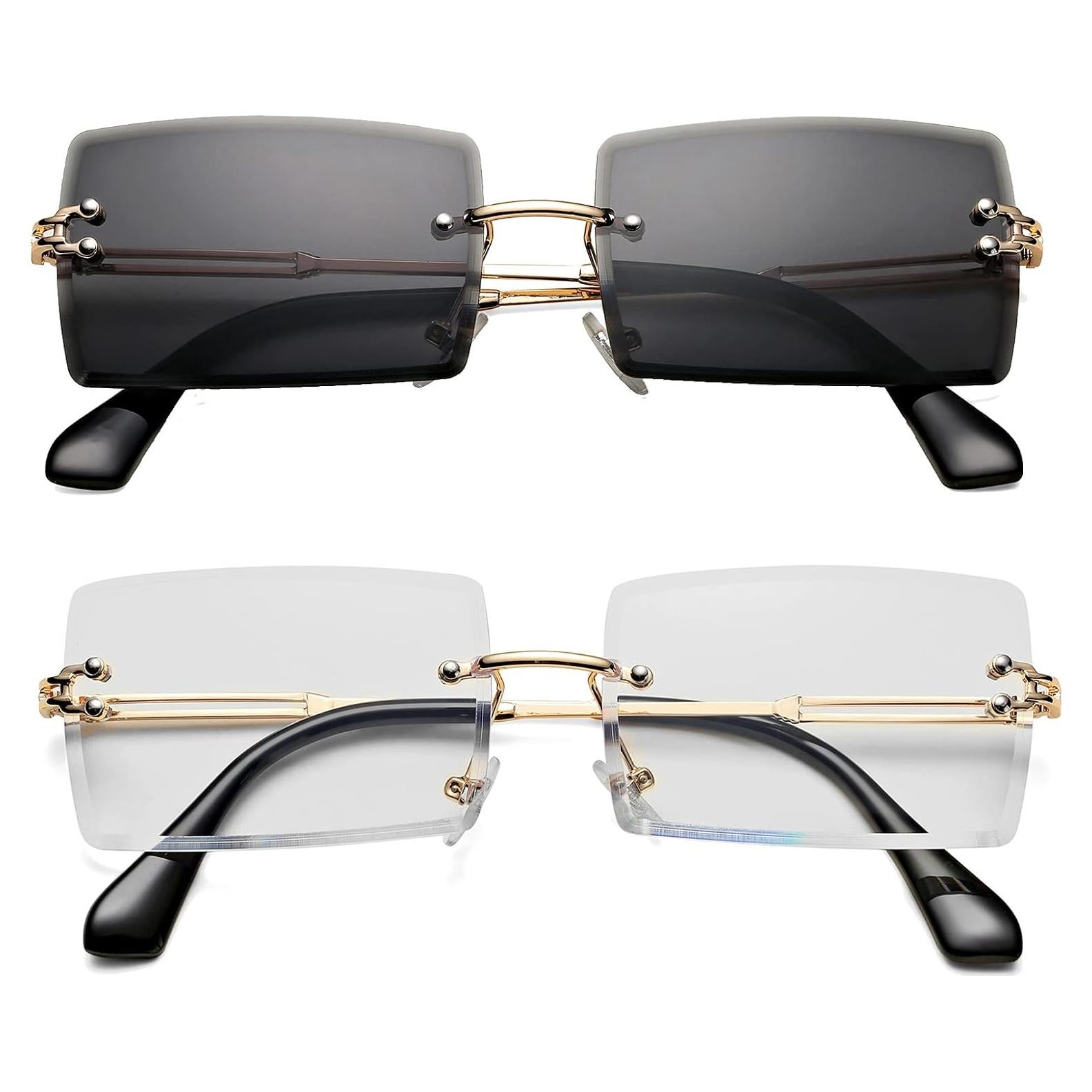 Gafas de Sol Rectangulares UV400 Metal Transparente y Gris