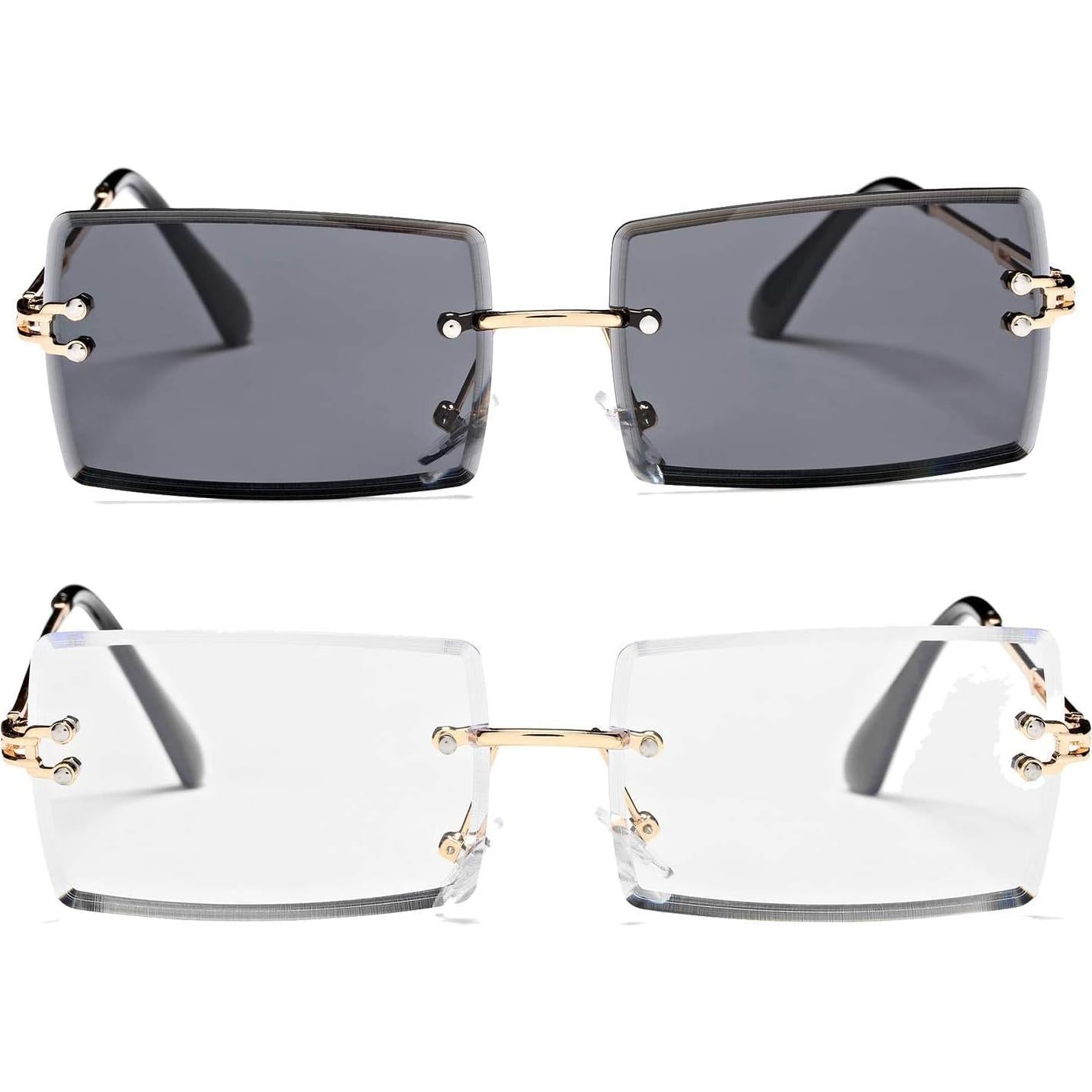 Gafas de Sol Rectangulares UV400 Metal Transparente y Gris