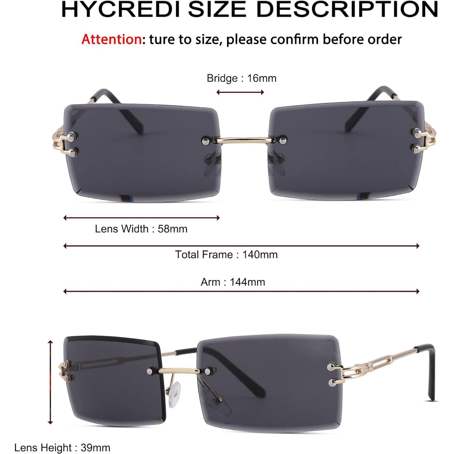 Gafas de Sol Rectangulares UV400 Metalicas 58mm Rojo y Gris