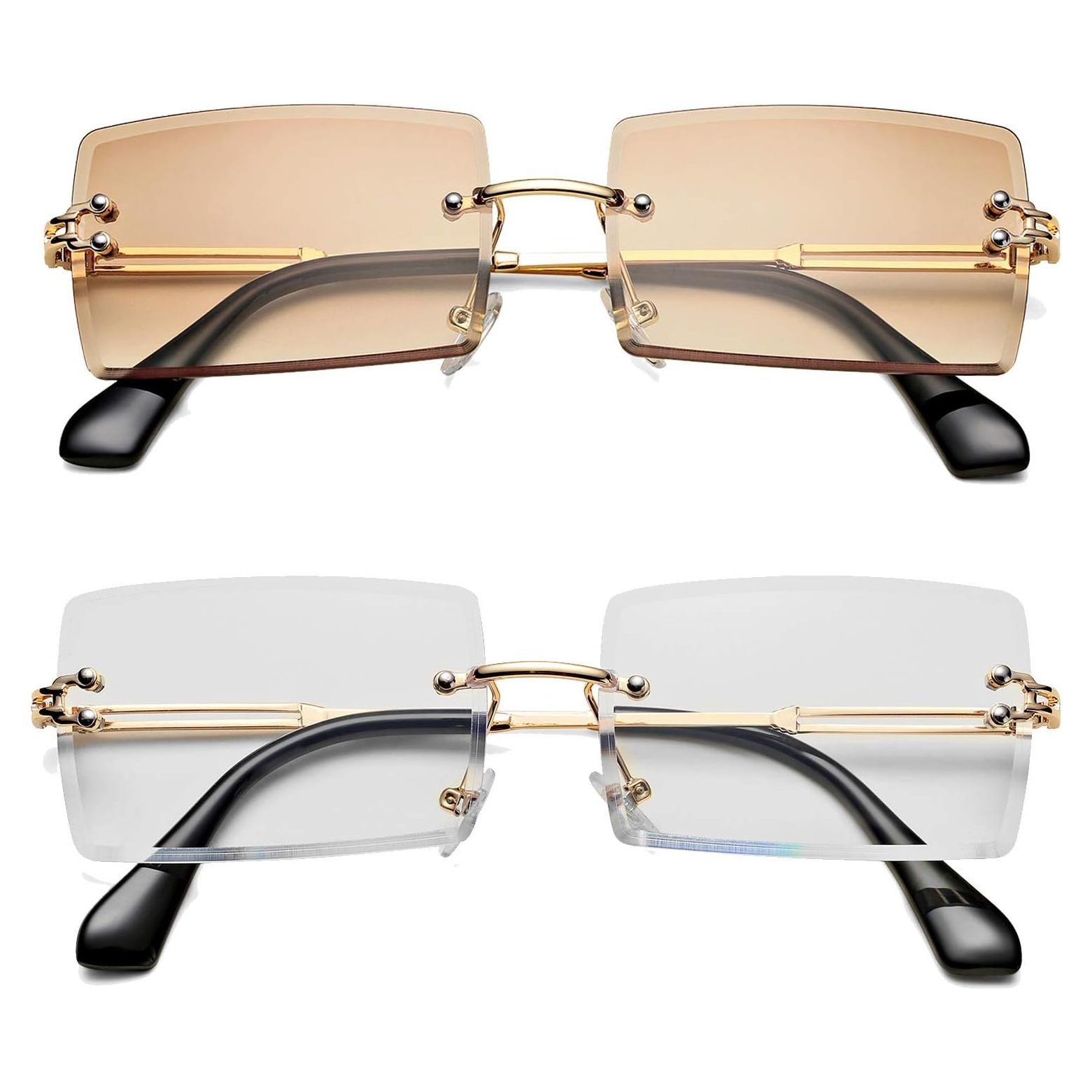 Gafas de Sol Rectangulares UV400 Metalicas 58mm - 2 Paquetes