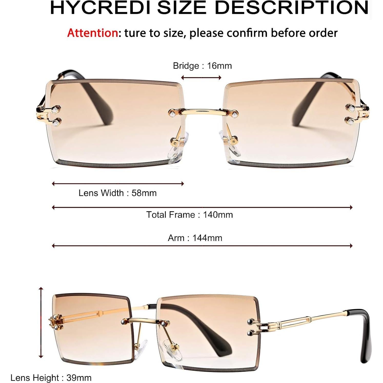 Gafas de Sol Rectangulares UV400 Metalicas 58mm - 2 Paquetes