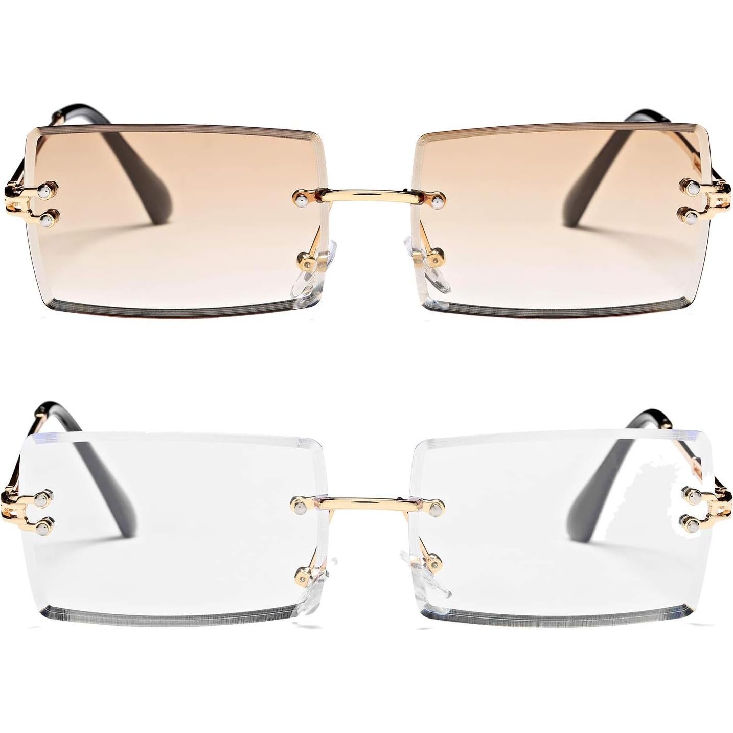 Gafas de Sol Rectangulares UV400 Metalicas 58mm - 2 Paquetes