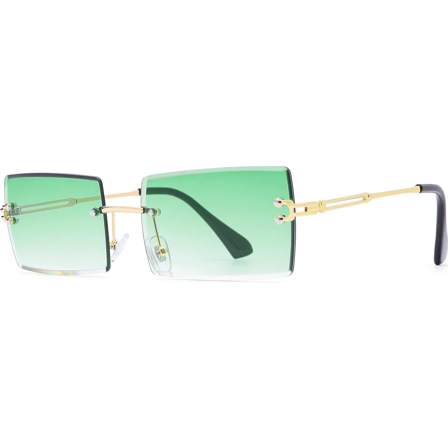 Gafas de Sol Rectangulares UV400 para Mujeres - Verde Degradado