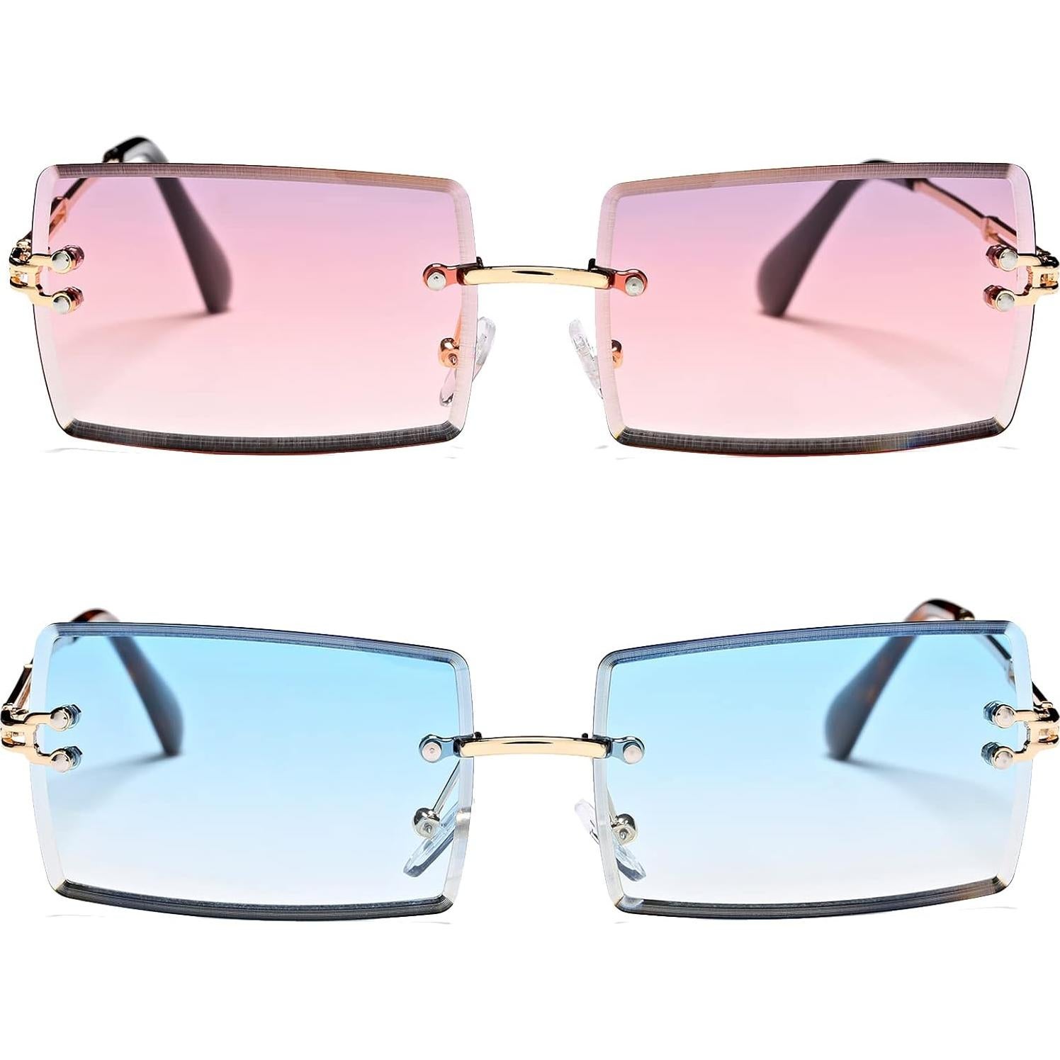 Gafas de Sol Rectangulares Metalizadas UV400 Azul y Rosa