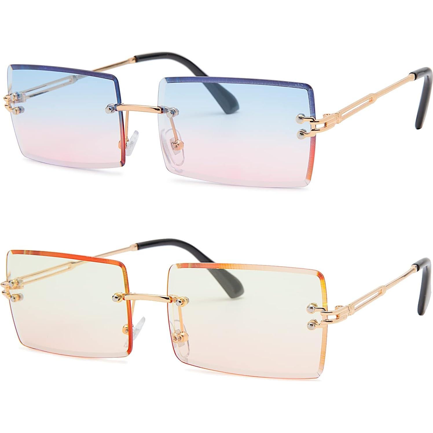 Gafas de Sol Rectangulares UV400 Metalicas 58mm - 2 Paquetes